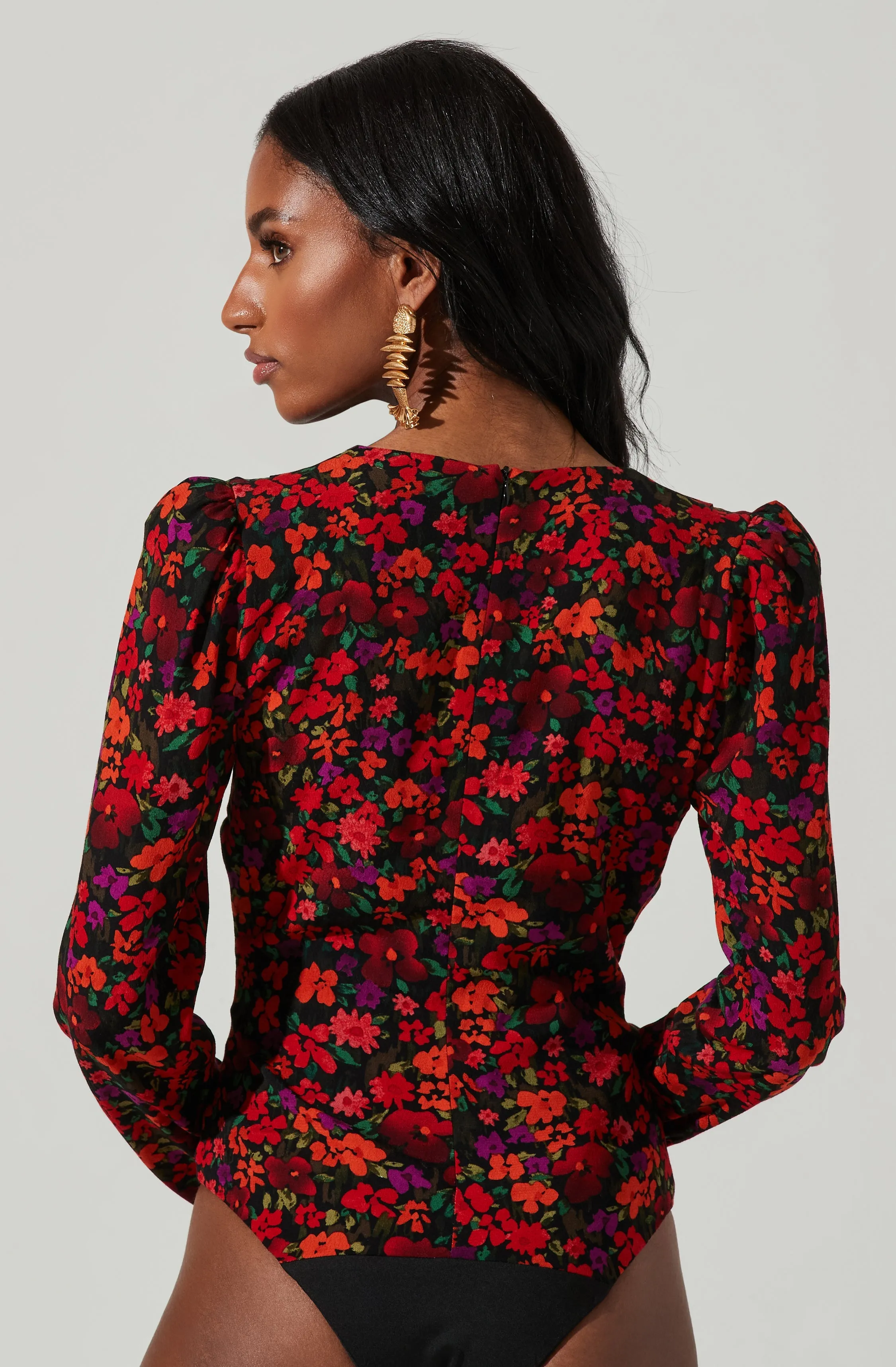 Bartlett Floral Wrap Front Long Sleeve Bodysuit sold by Astr product image thumbnail 5