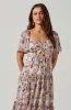 Floral Cinched Bust Cutout Center Midi Dress sold by Astr