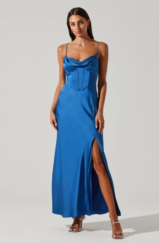 Cannes Satin Bustier Maxi Dress made by Astr