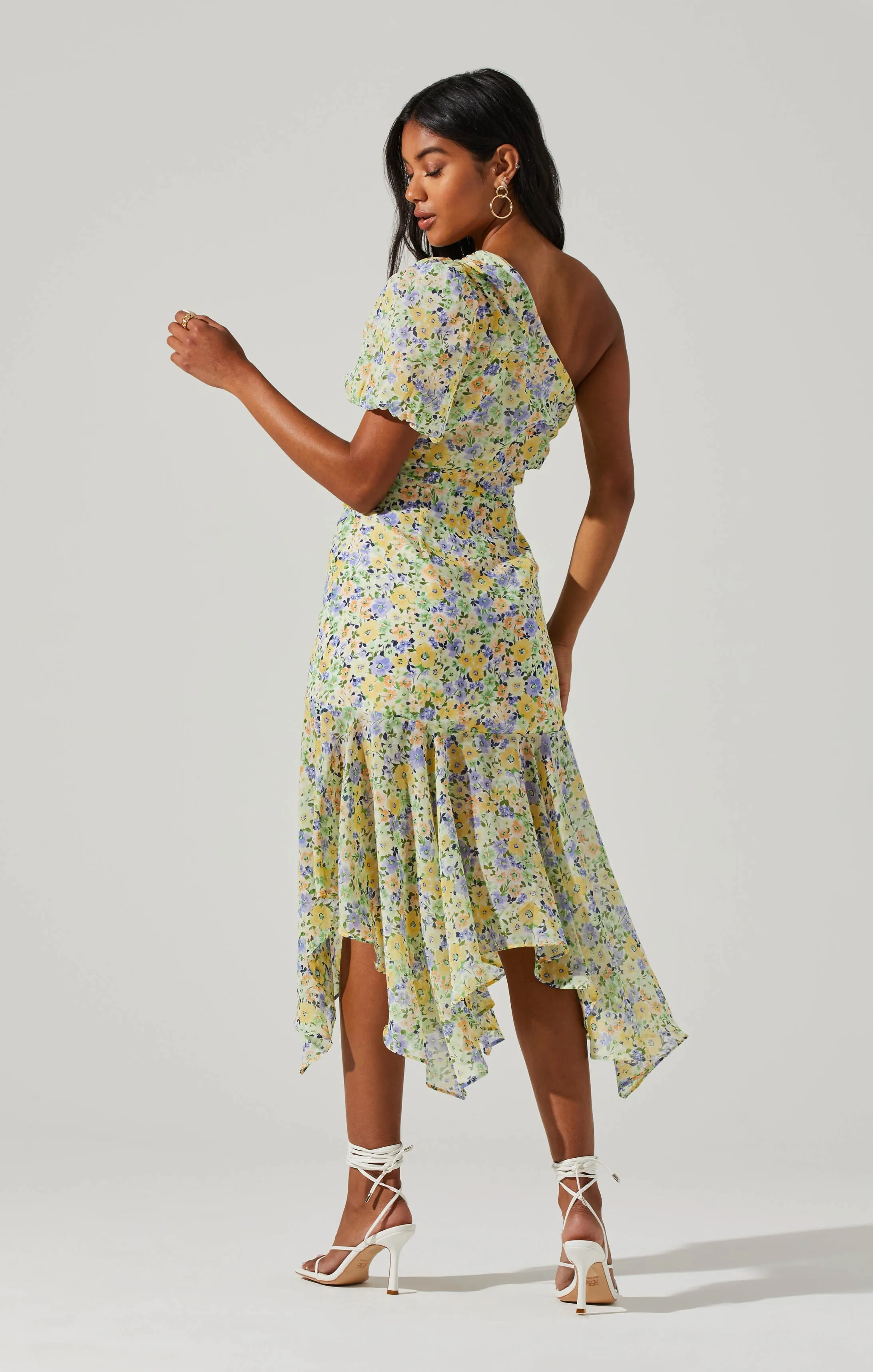Santorini Floral One Shoulder Midi Dress sold by Astr product image thumbnail 5