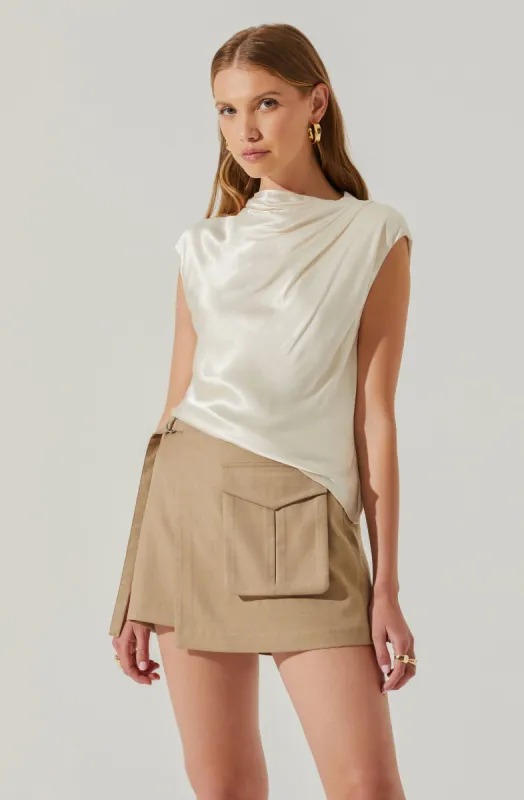 Tazia Draped Satin Top sold by Astr
