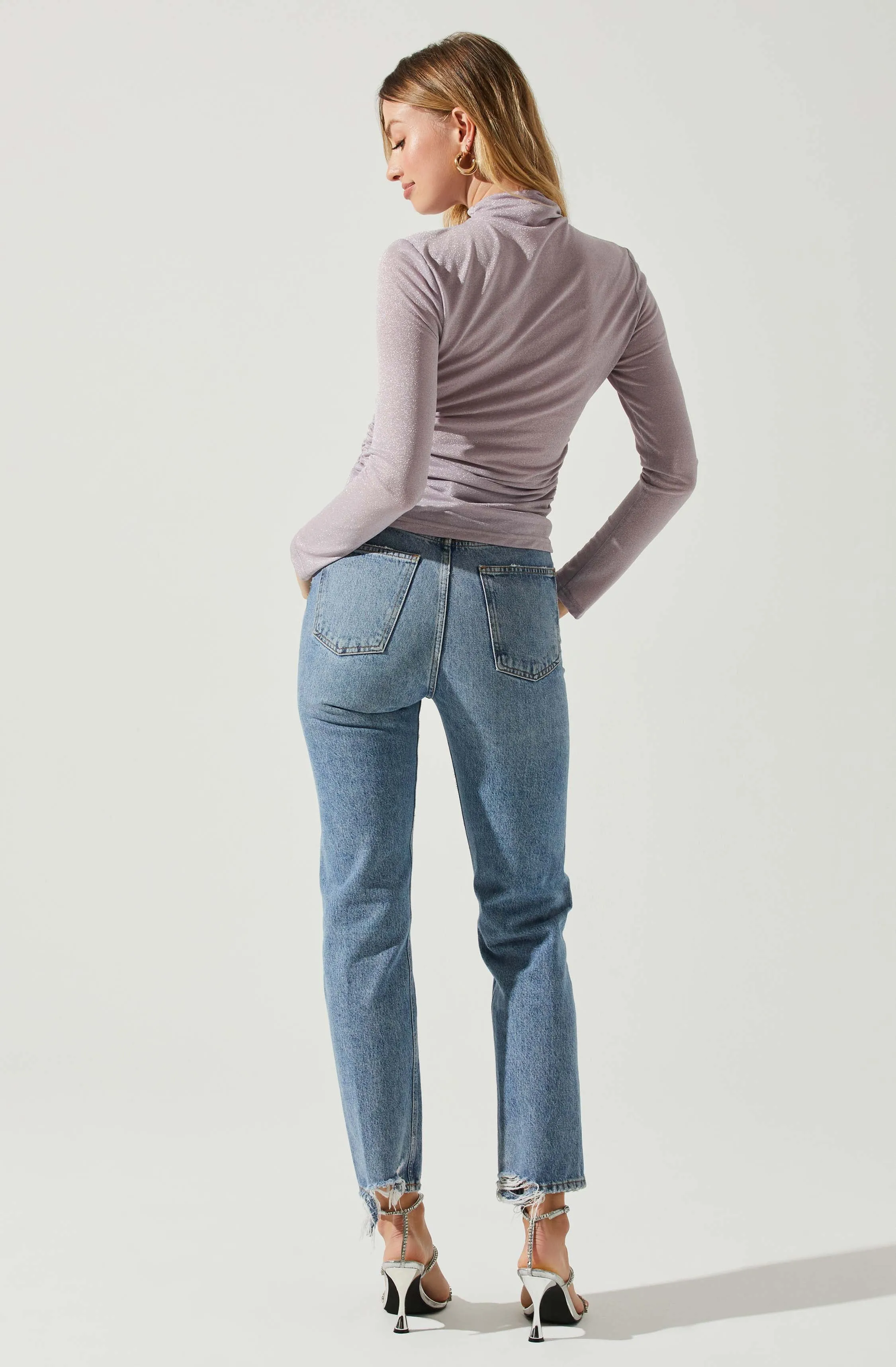 Jobelle Lurex Mock Neck Long Sleeve Top sold by Astr product image thumbnail 5