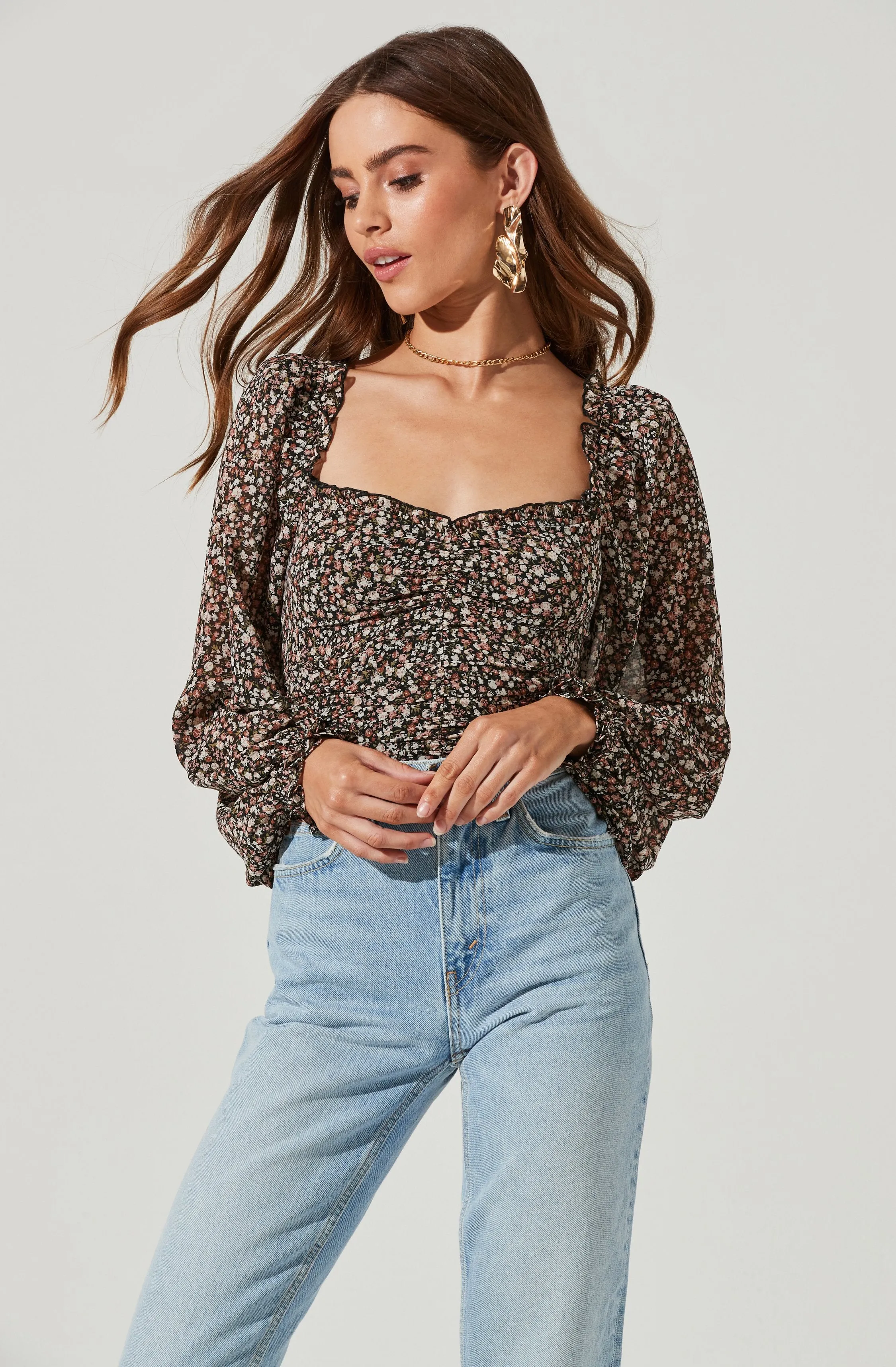 Sweetheart Neck Long Sleeve Top sold by Astr product image thumbnail 4