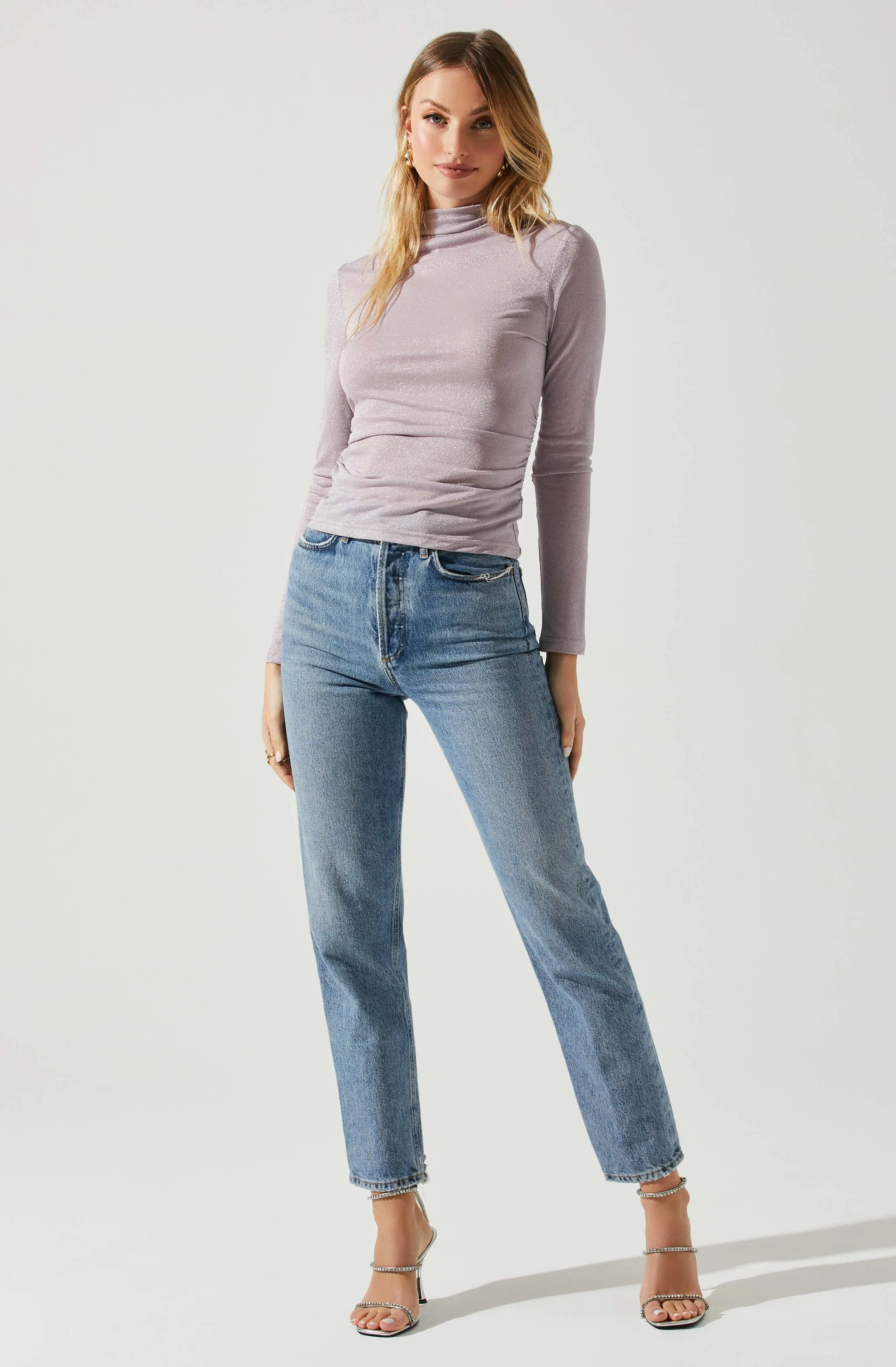 Jobelle Lurex Mock Neck Long Sleeve Top sold by Astr product image thumbnail 3