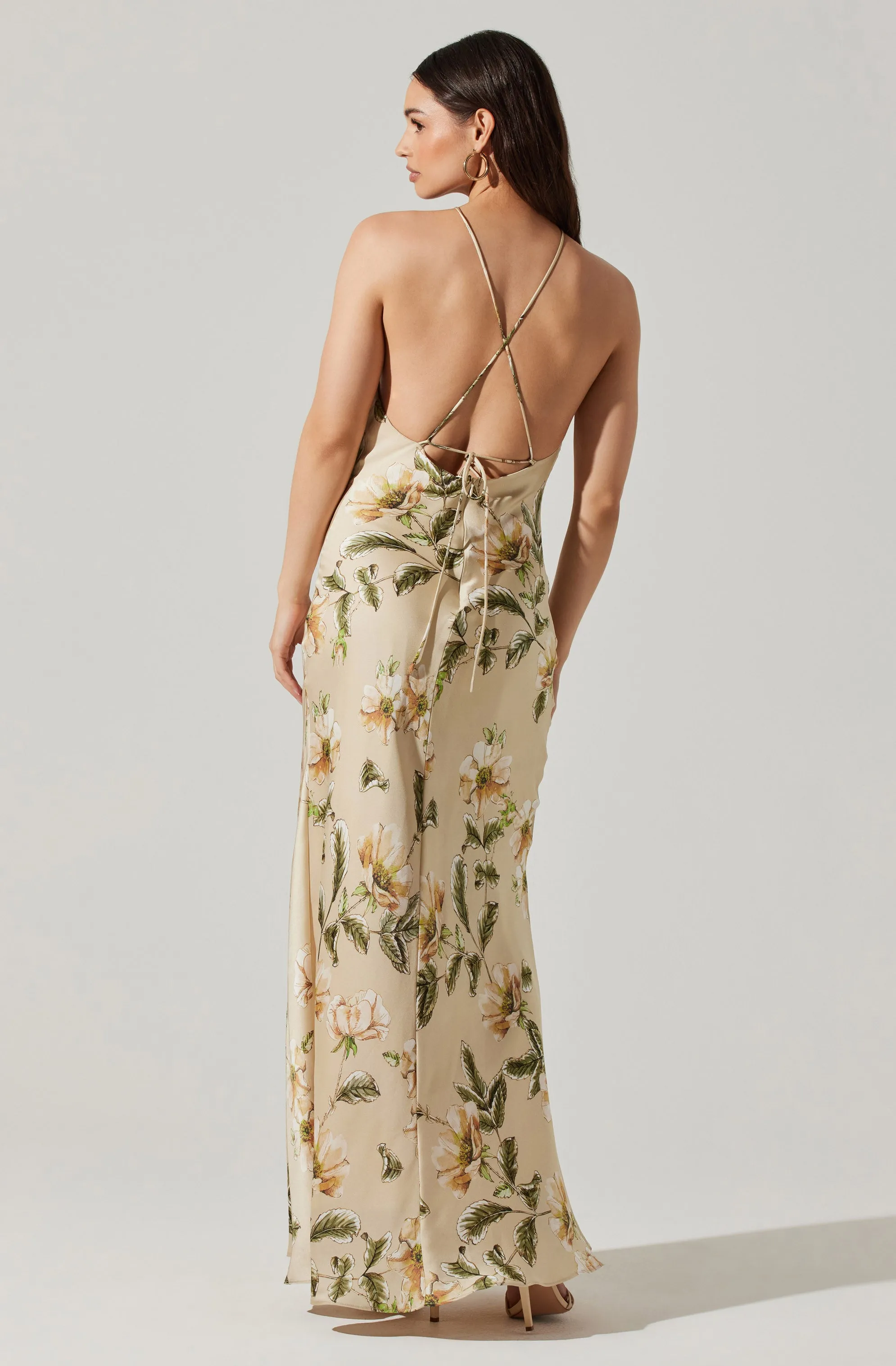 Elynor Satin Floral Halter Maxi Dress sold by Astr product image thumbnail 5