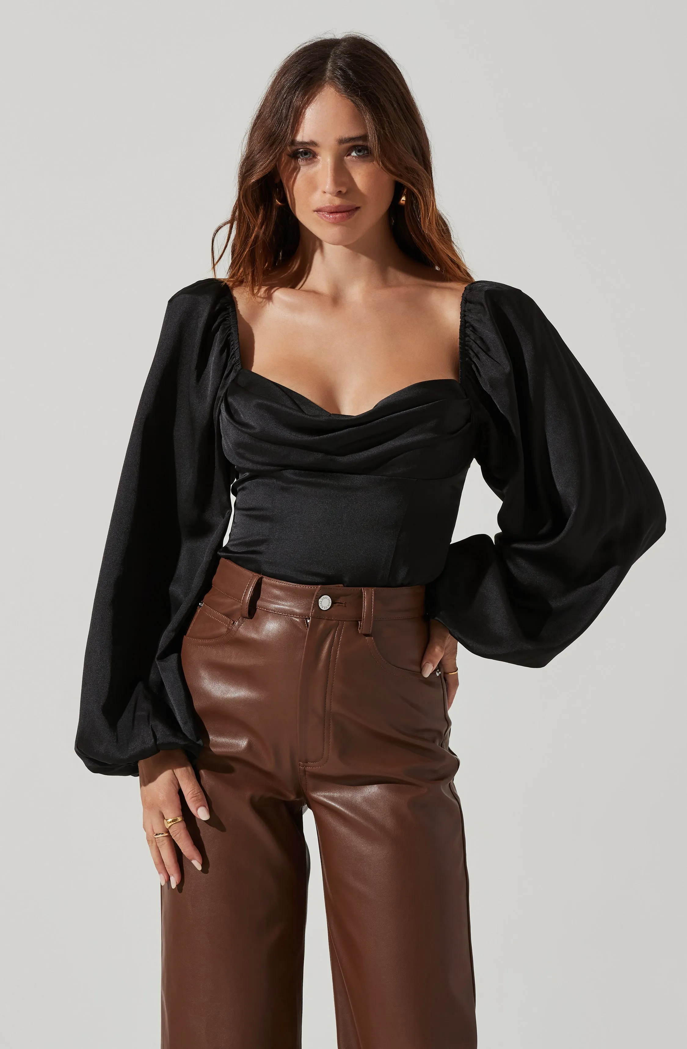 Arleth Satin Sweetheart Long Sleeve Top sold by Astr product image thumbnail 3