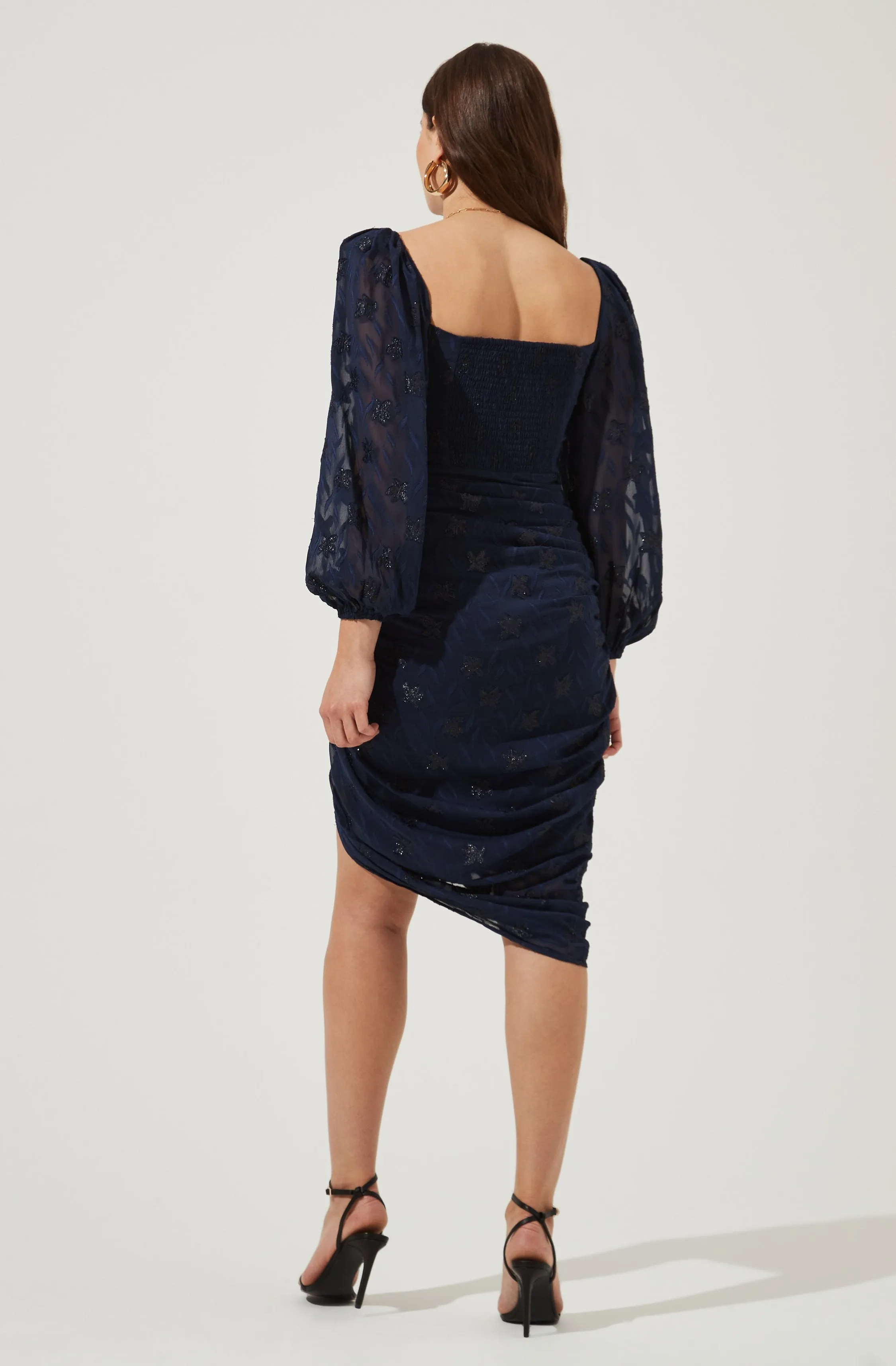 Athens Ruched Puff Sleeve Burnout Midi Dress sold by Astr product image thumbnail 5