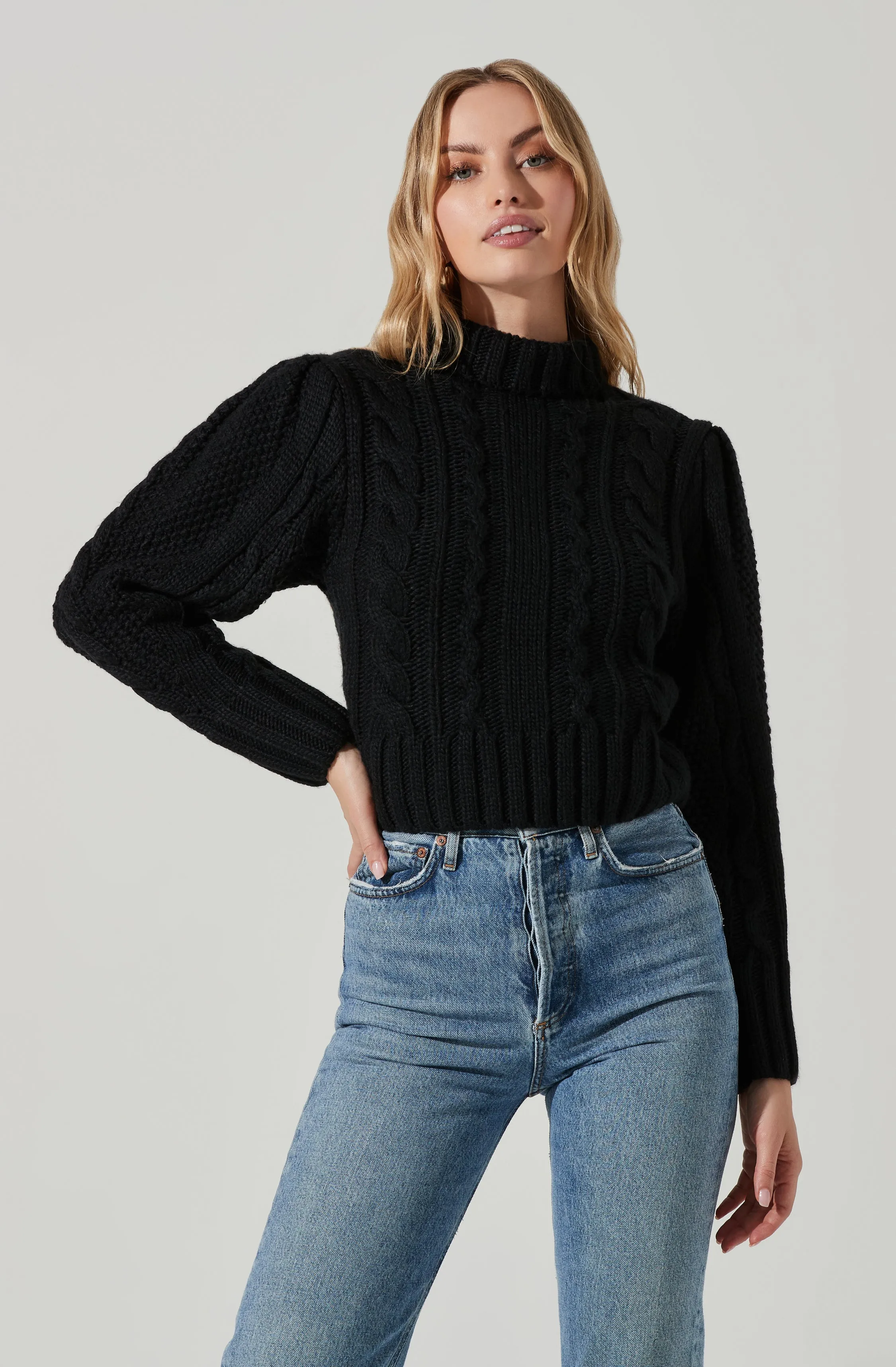 Haisley Cable Knit Turtleneck Sweater sold by Astr