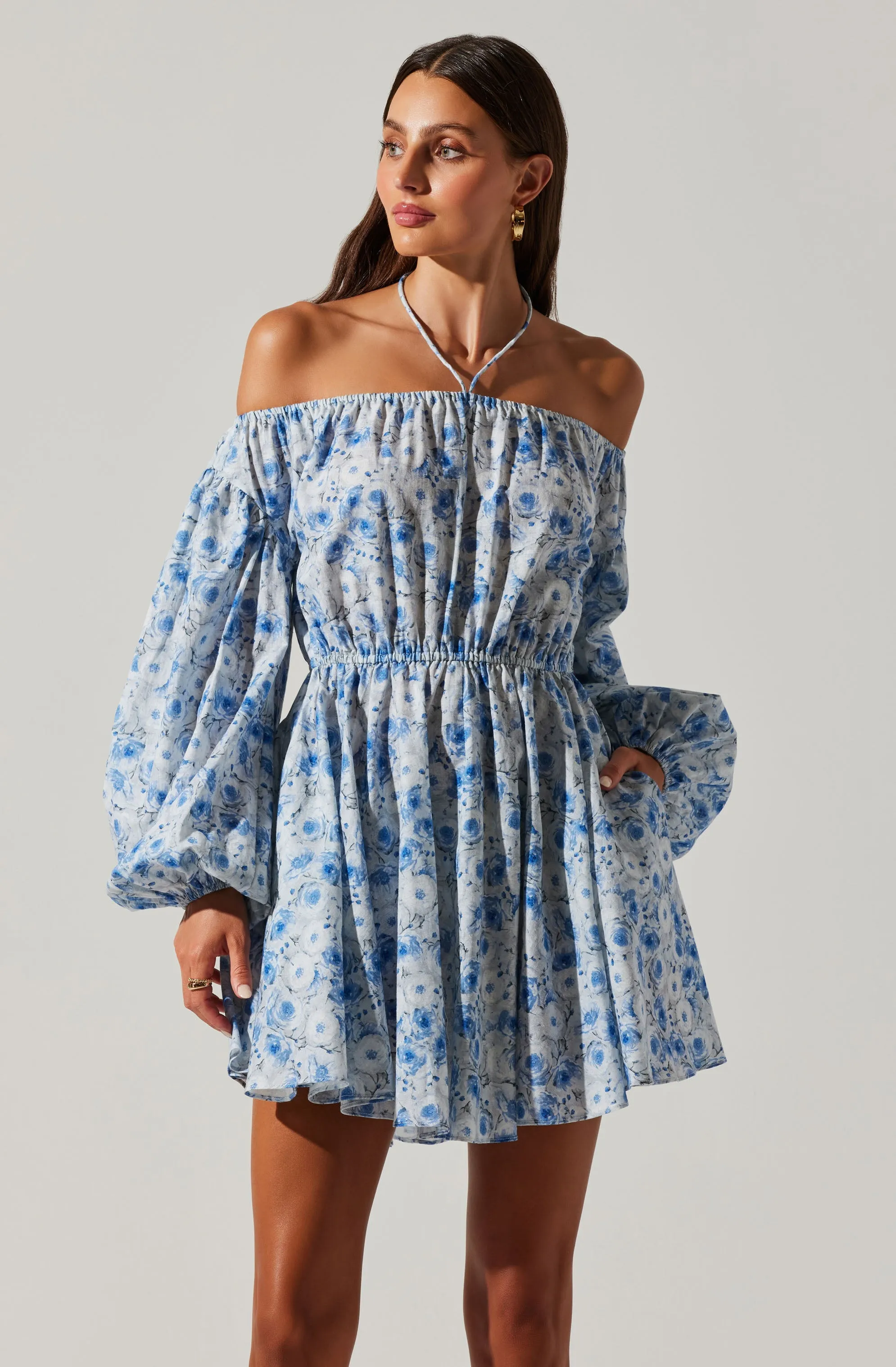 Sabine Off Shoulder Floral Mini Dress sold by Astr product image thumbnail 4