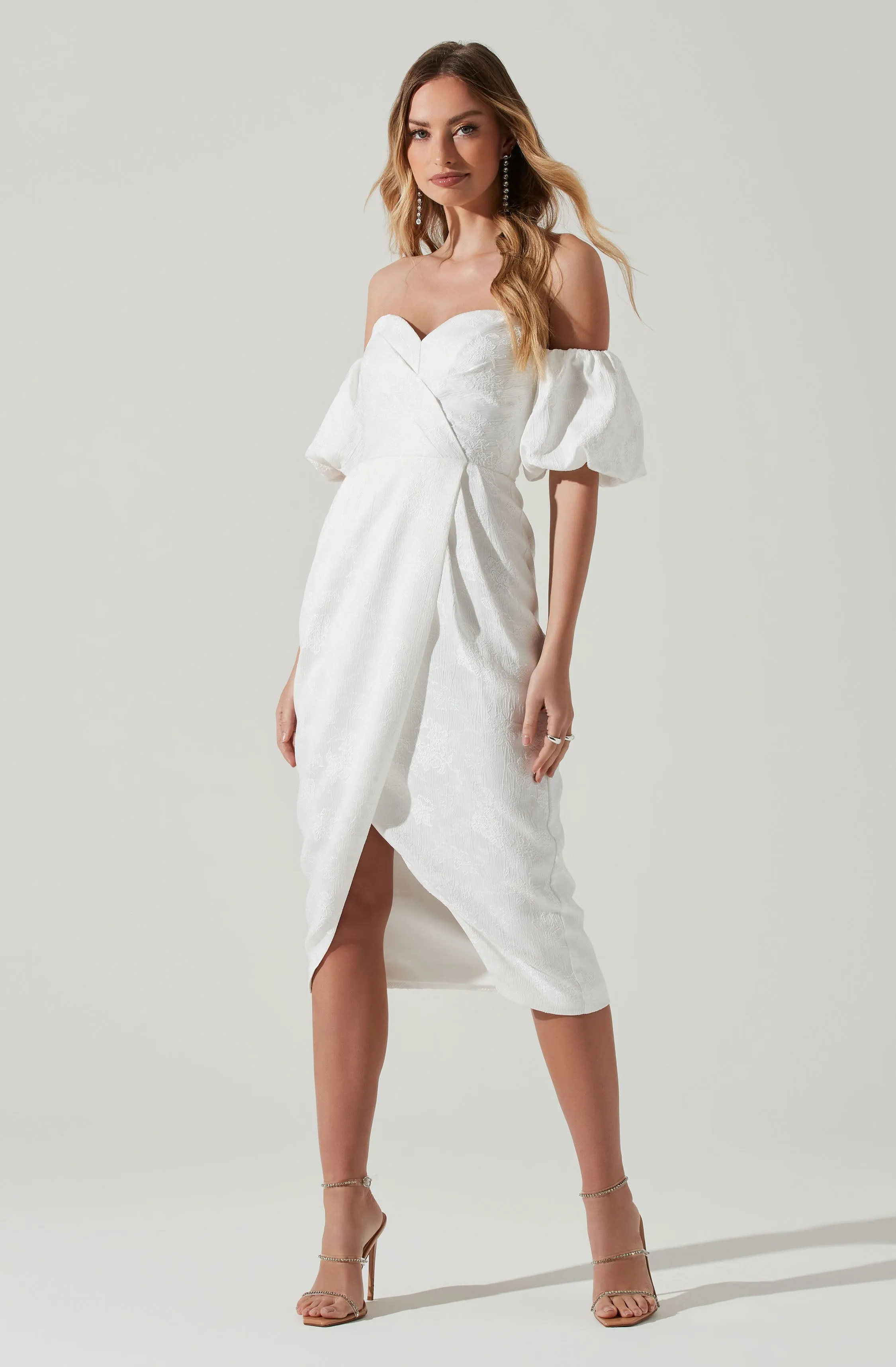 zurina off shoulder puff sleeve midi dress Aster the Label | Dresses | Zurina Off Shoulder Puff Sleeve Midi Dress Nwot Size M