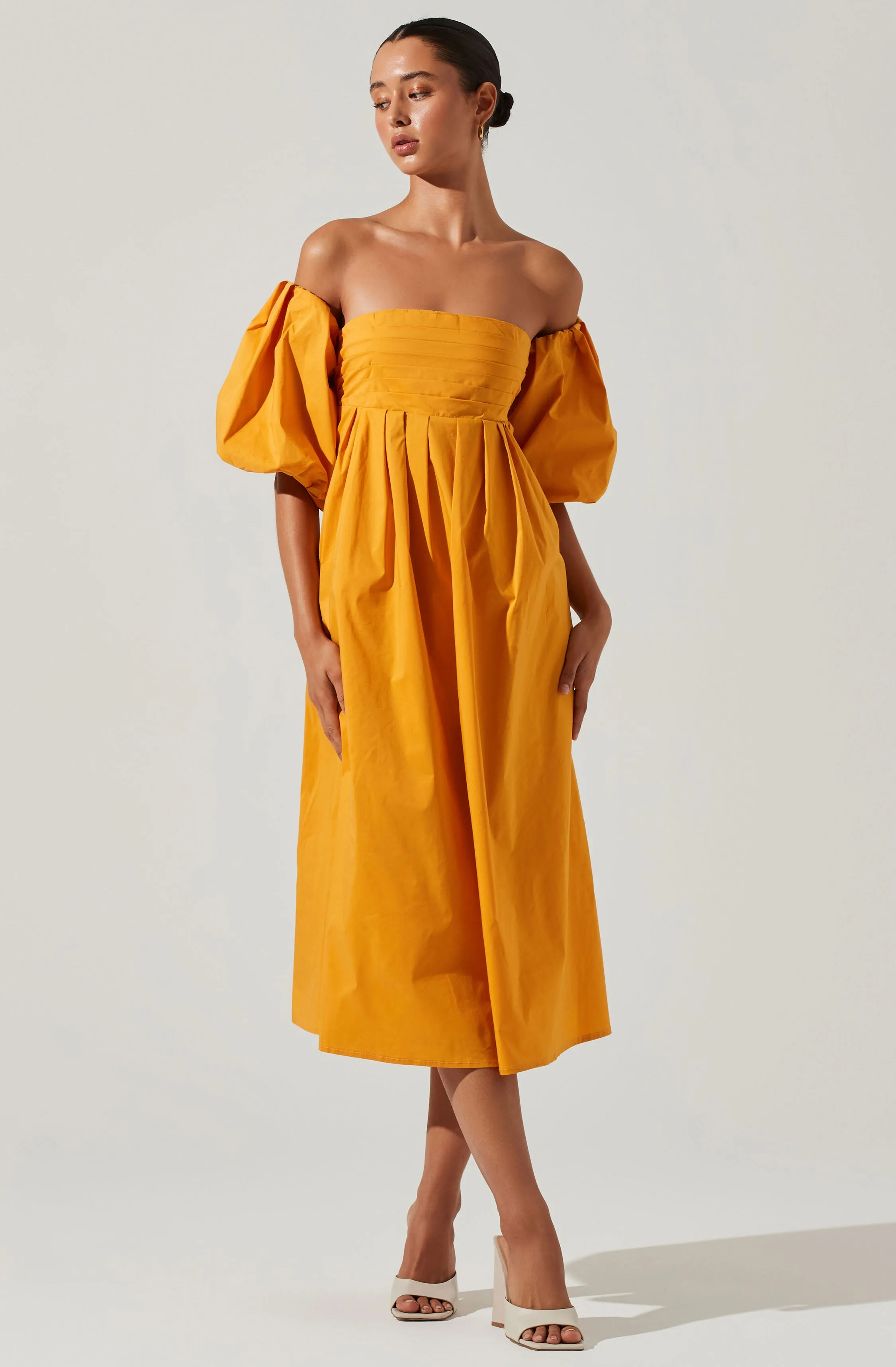 Carlin Off Shoulder Puff Sleeve Midi Dress sold by Astr product image thumbnail 3