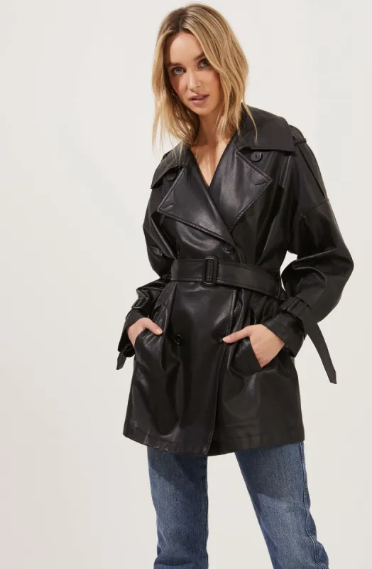Peoria Belted Faux Leather Jacket made by Astr