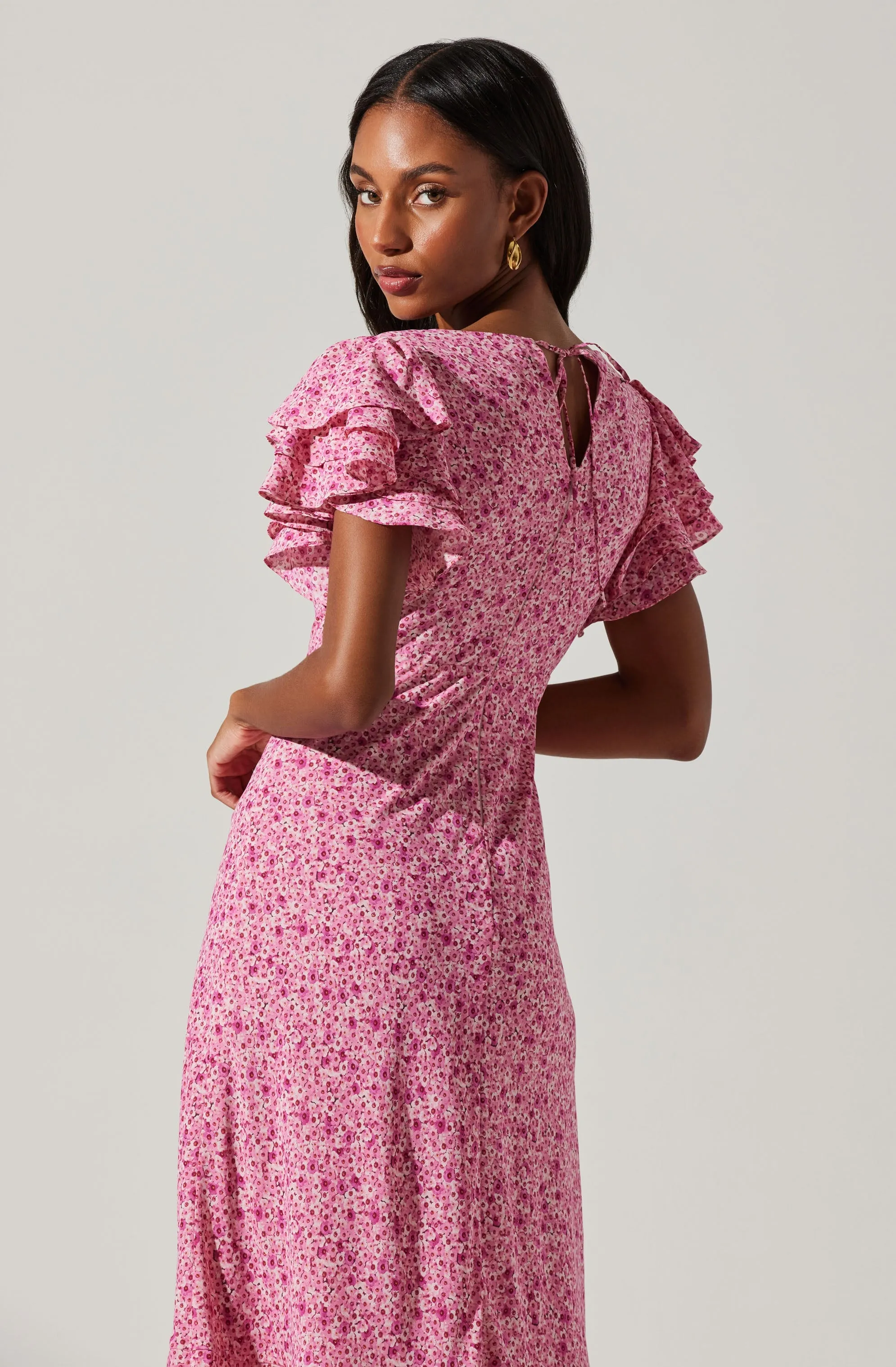 Celestine Floral Flutter Sleeve Midi Dress sold by Astr product image thumbnail 5