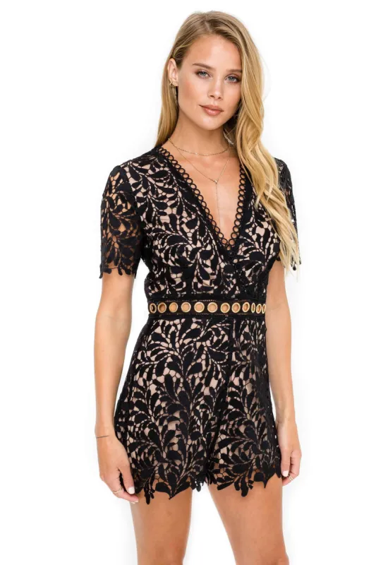 Grommet Lace Romper made by Astr
