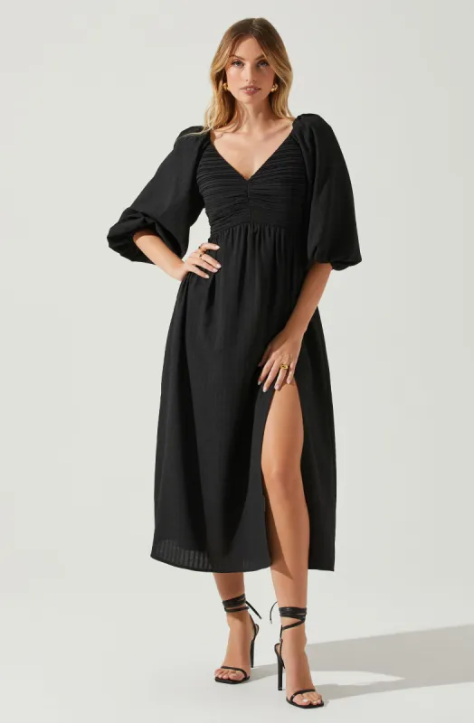 Juniper Half Sleeve Textured Midi Dress sold by Astr