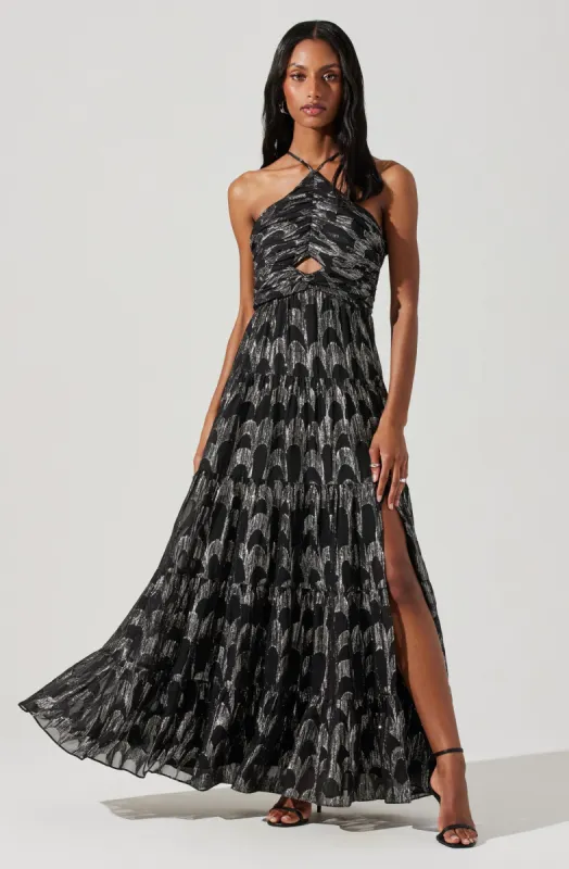 Madeline Metallic Halter Maxi Dress sold by Astr