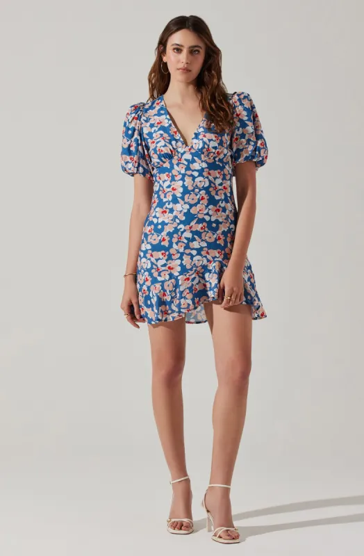 Flutter Sleeve Cutout Floral Mini Dress sold by Astr
