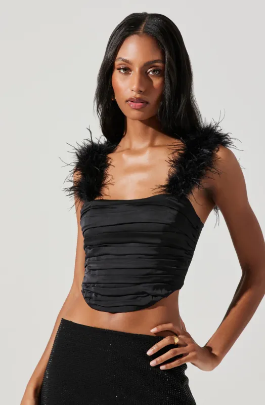 Taite Feather Trim Corset Top sold by Astr
