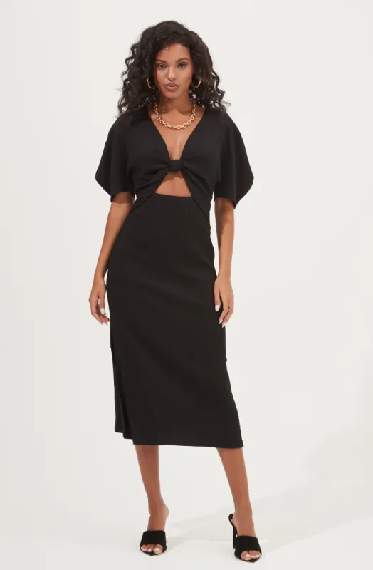 Normandie Cutout Puff Sleeve Midi Dress sold by Astr