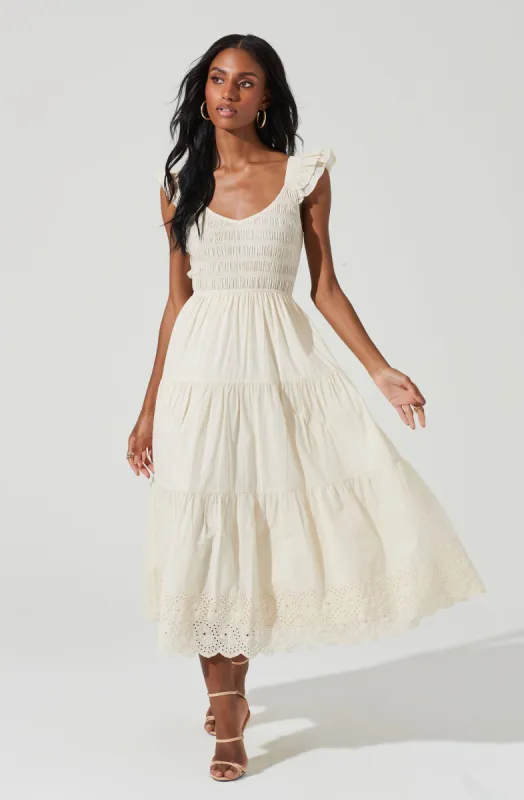 Flutter Sleeve Eyelet Midi Dress sold by Astr