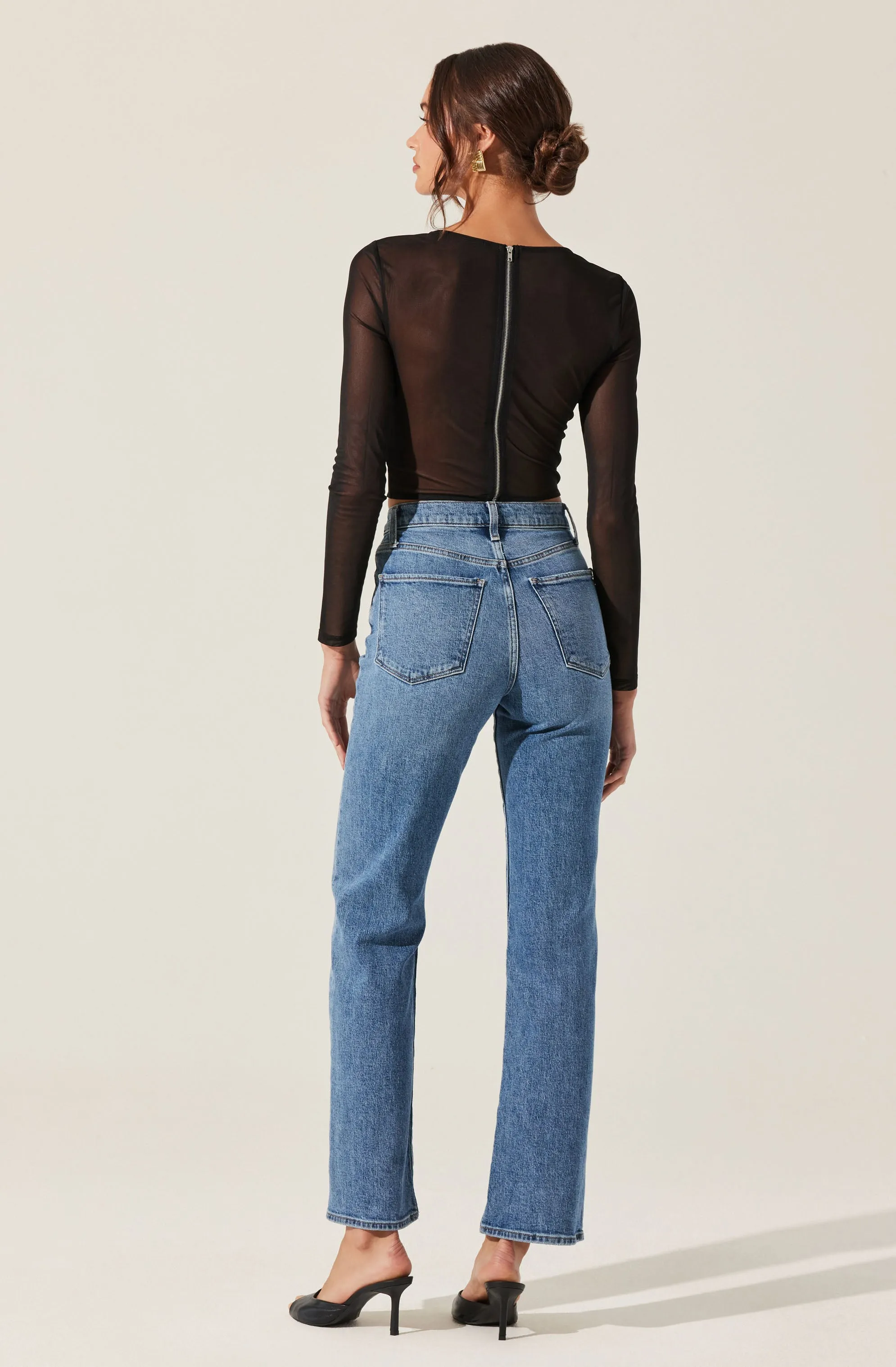 Long Sleeve Mesh Corset Top sold by Astr product image thumbnail 4