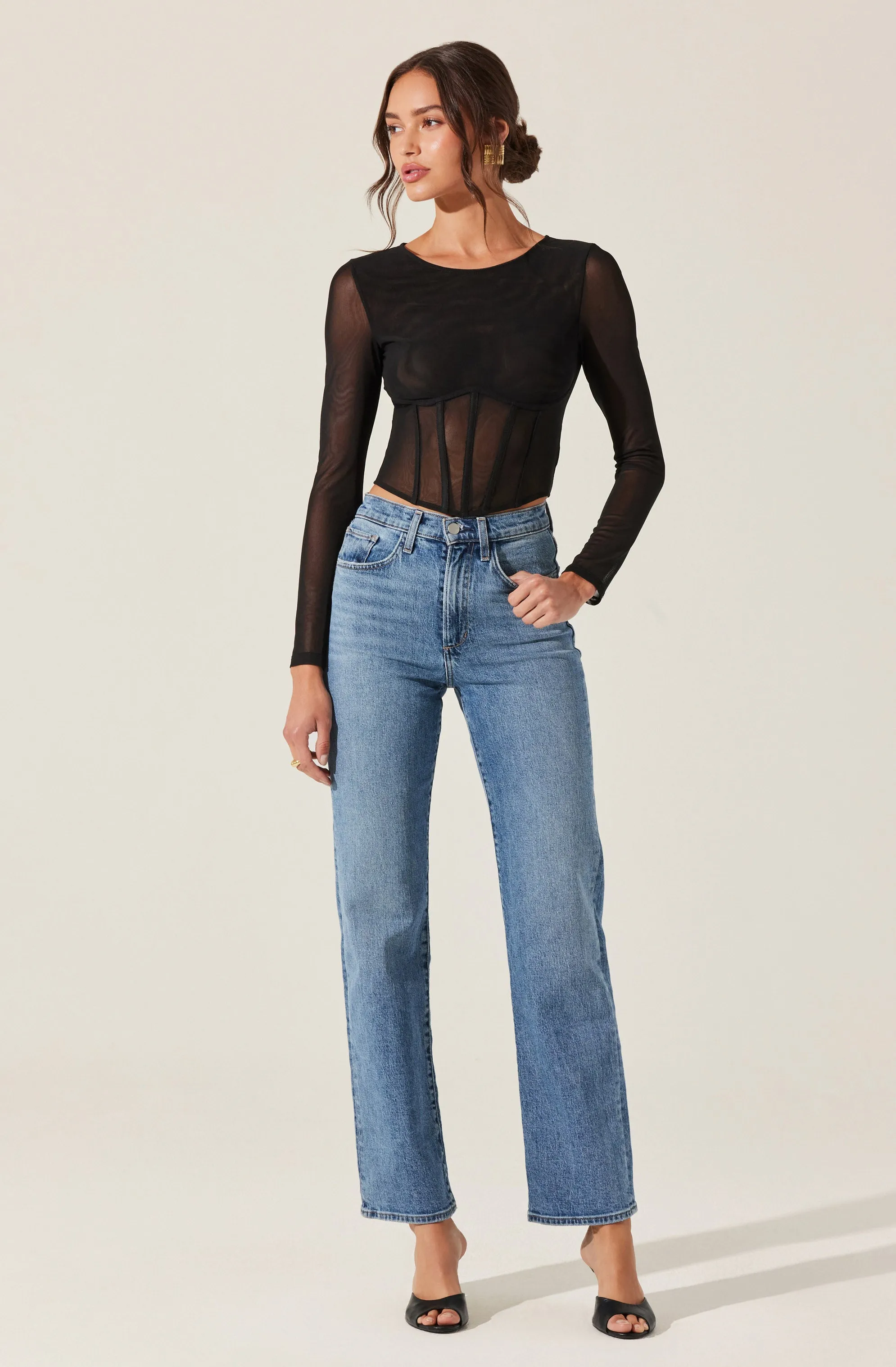 Long Sleeve Mesh Corset Top sold by Astr product image thumbnail 5