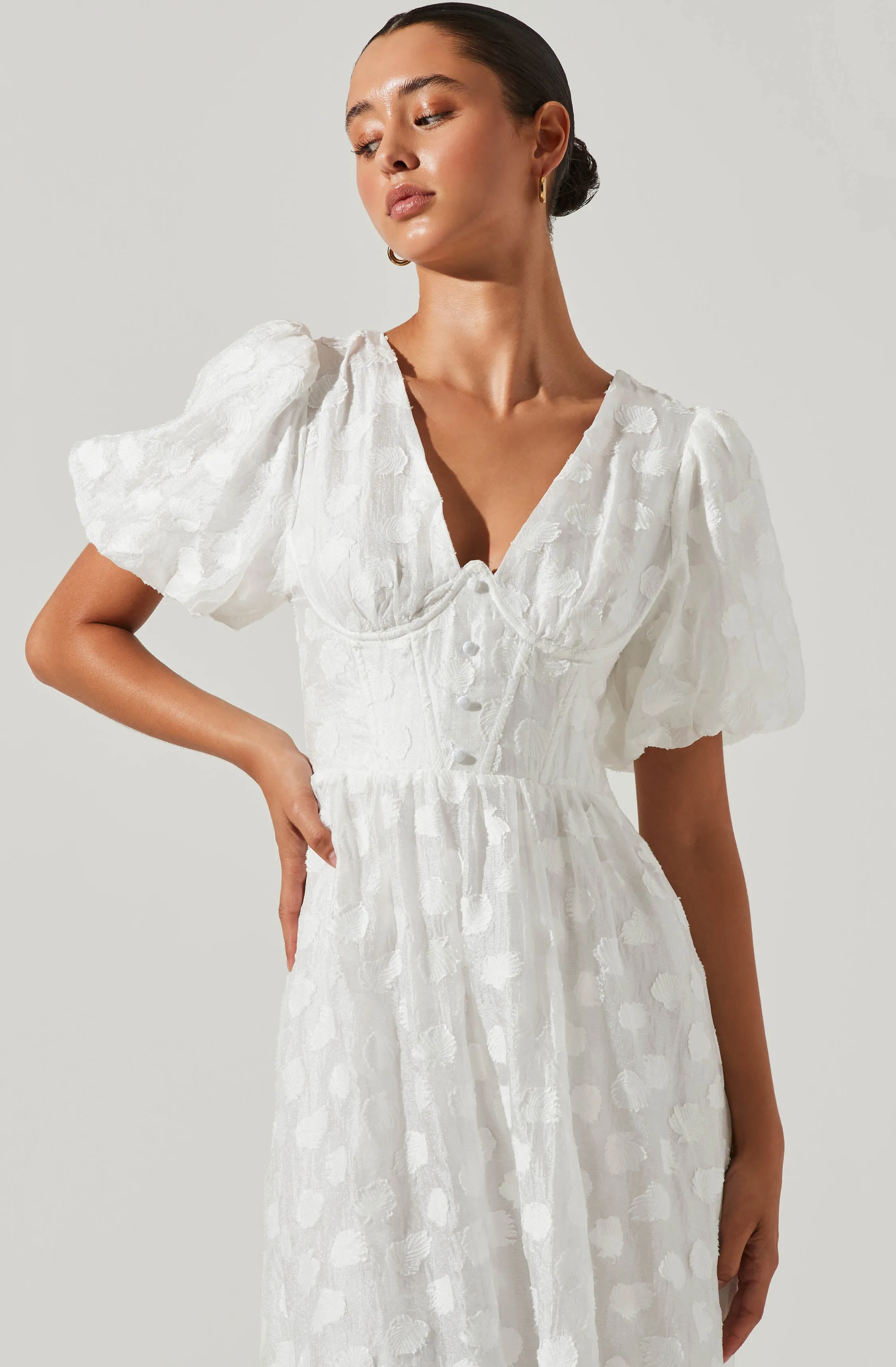 Sandy Polka Dot Puff Sleeve Midi Dress sold by Astr product image thumbnail 3