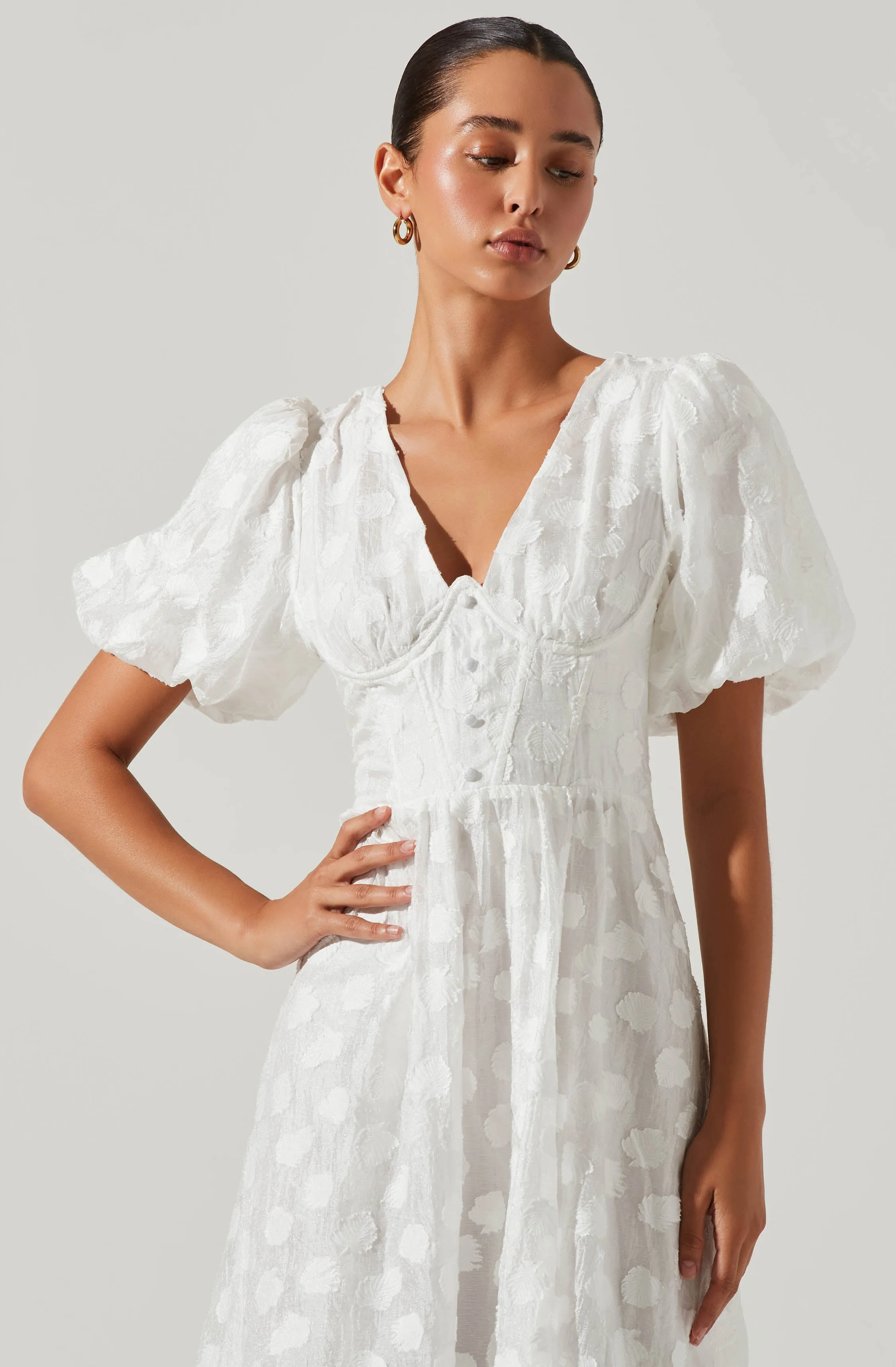 Sandy Polka Dot Puff Sleeve Midi Dress sold by Astr product image thumbnail 2