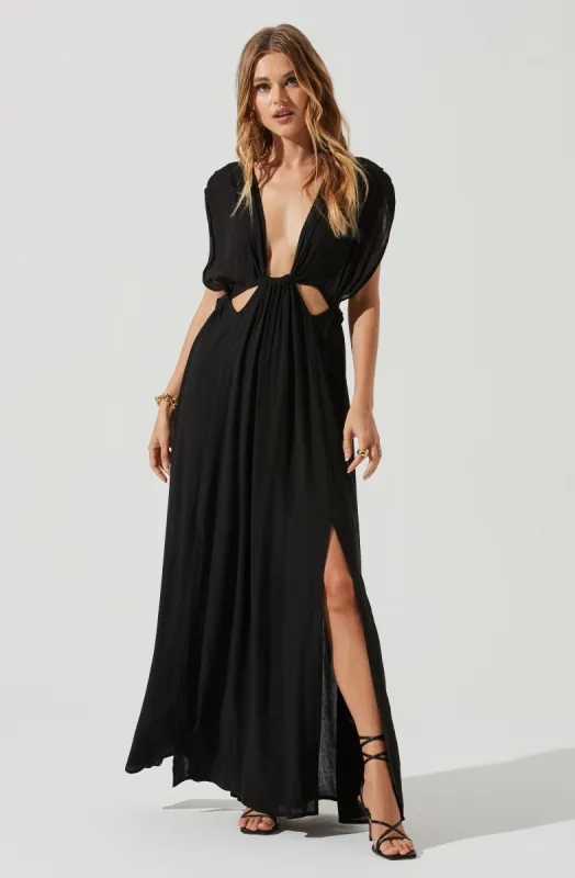 Octavia Plunge Neck Cutout Maxi Dress sold by Astr