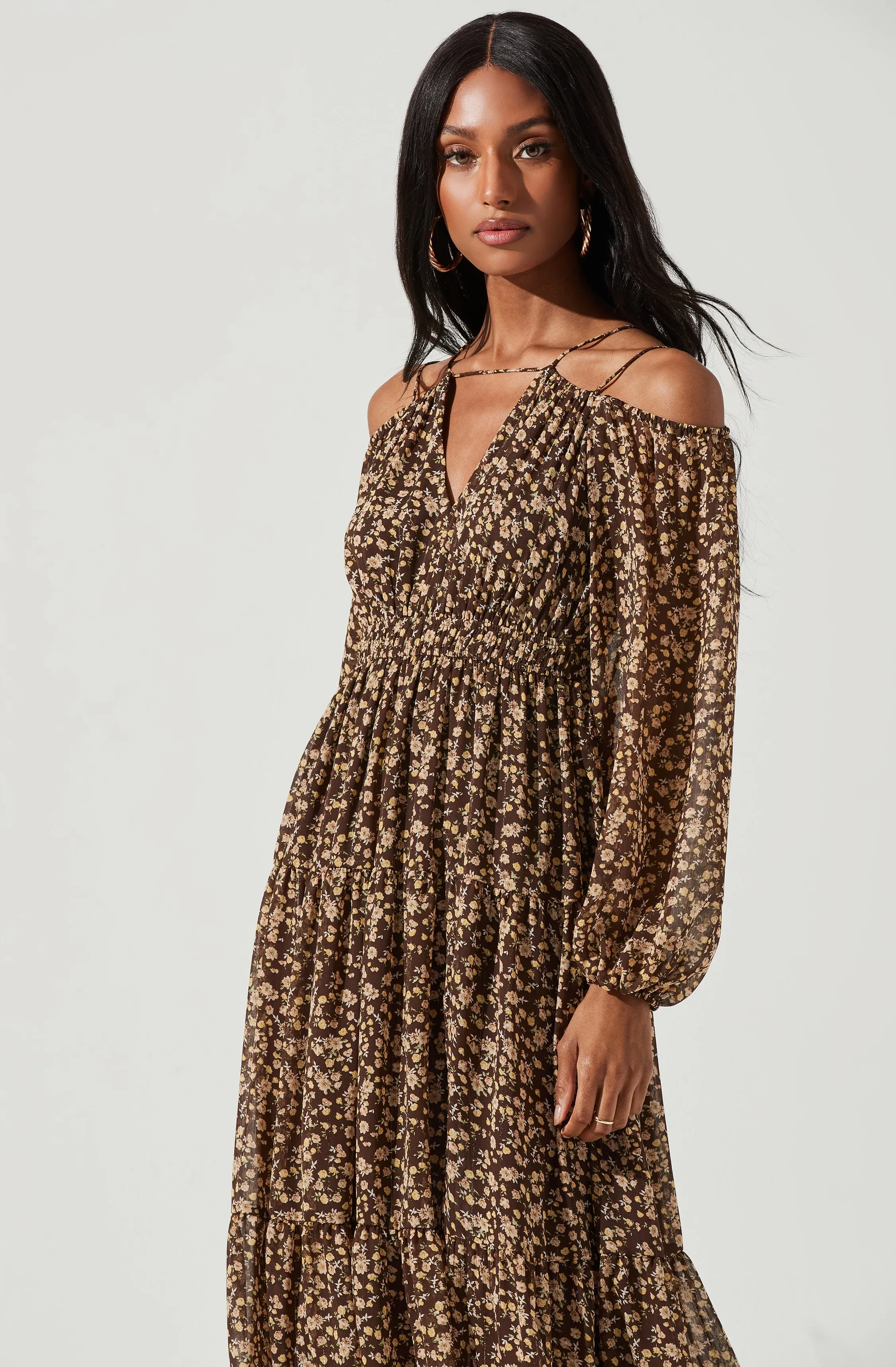 Ciri Floral Cold Shoulder Midi Dress sold by Astr product image thumbnail 4