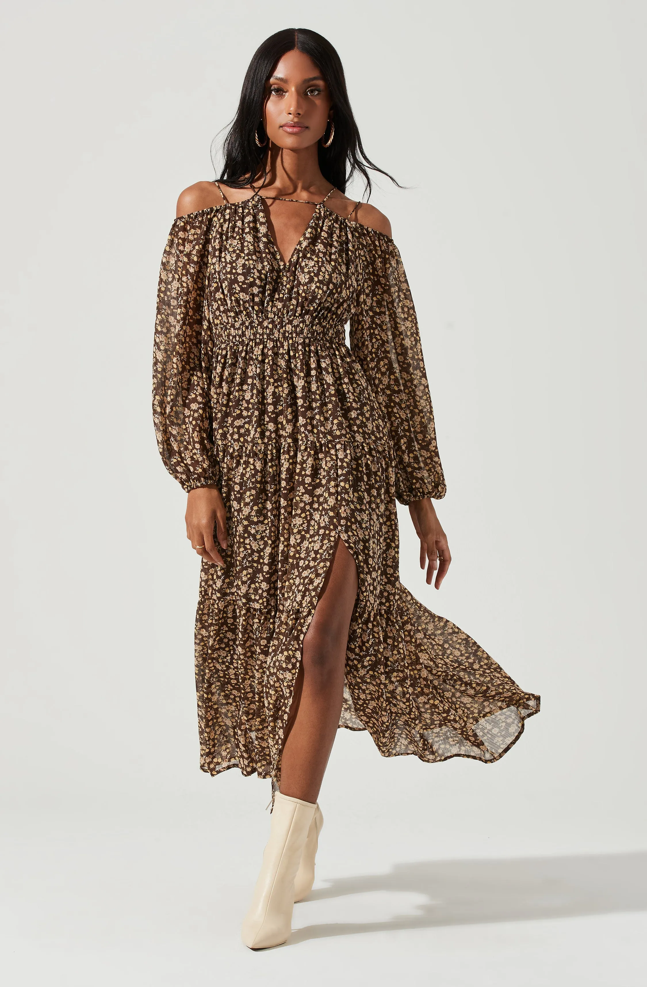 Ciri Floral Cold Shoulder Midi Dress sold by Astr product image thumbnail 3