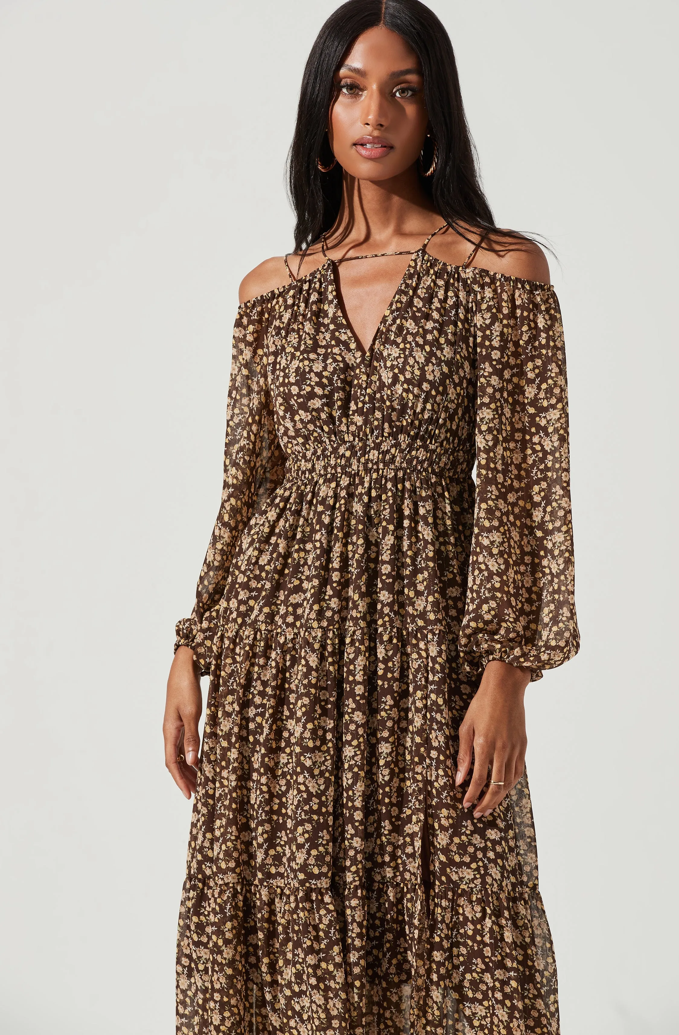 Ciri Floral Cold Shoulder Midi Dress sold by Astr product image thumbnail 2