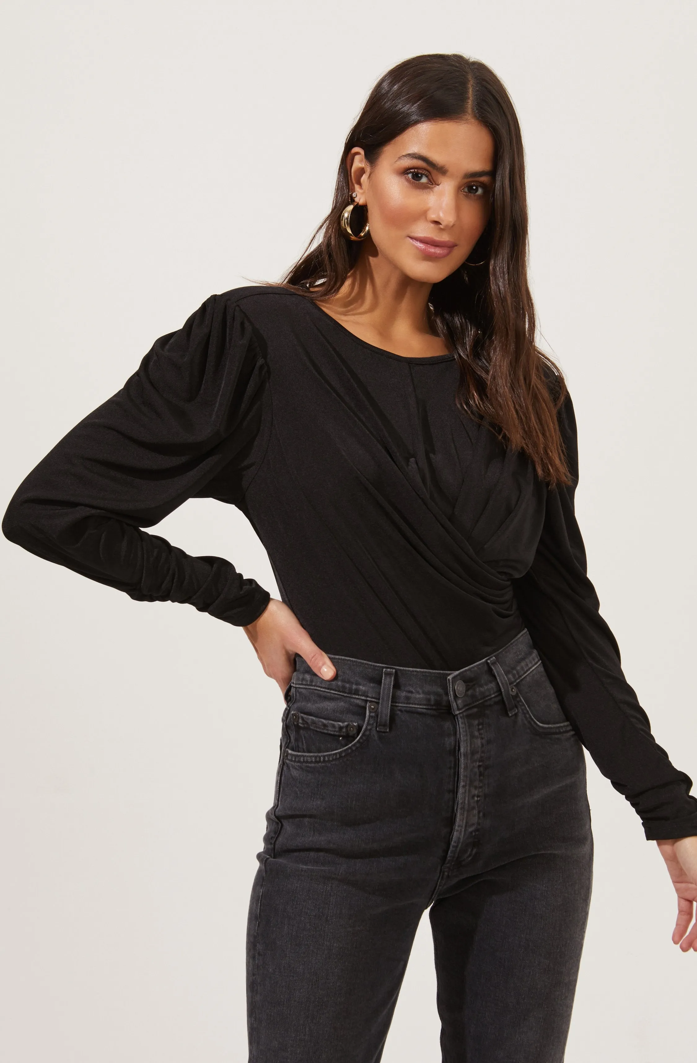 Beckinsale Draped Long Sleeve Bodysuit sold by Astr