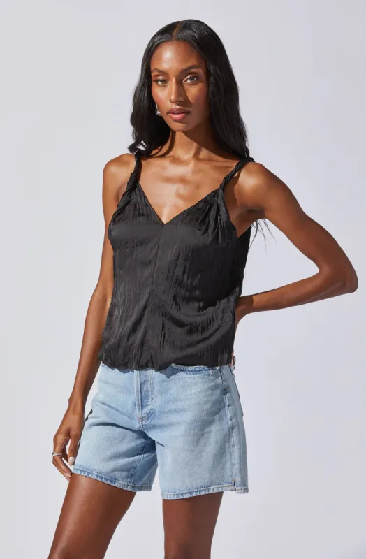 Plisse V-Neck Tank Top sold by Astr