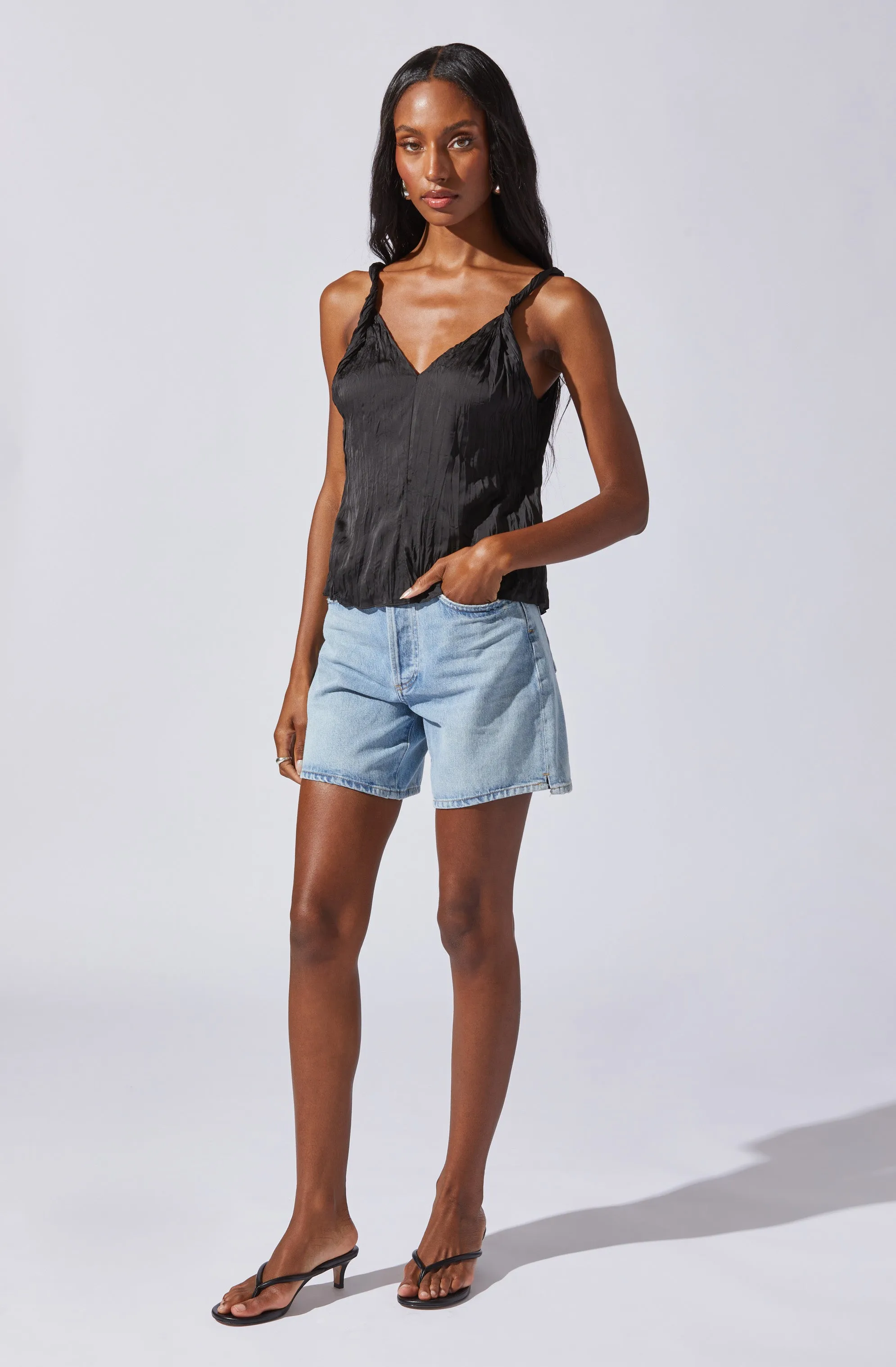 Plisse V-Neck Tank Top sold by Astr product image thumbnail 2
