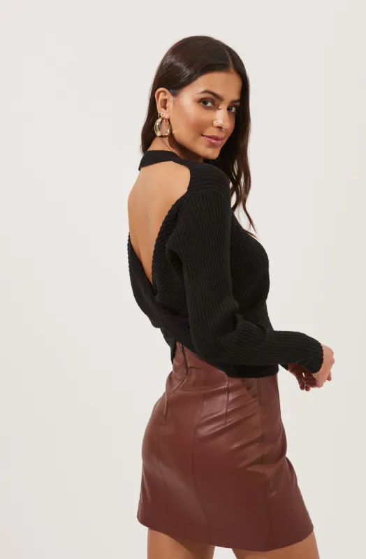 Prescott Ribbed Knit Backless Sweater made by Astr