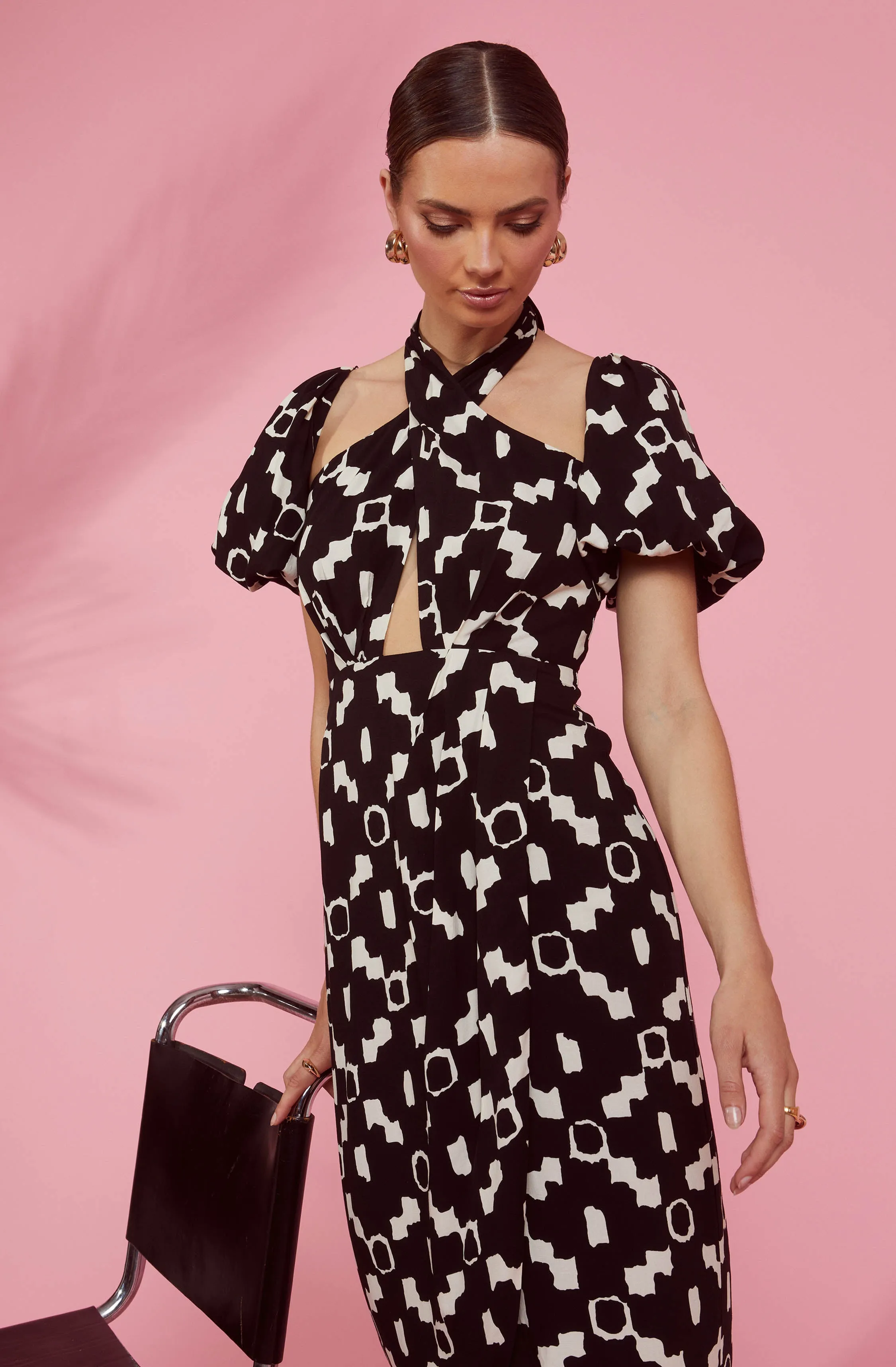 Hailey Geo Print Halter Midi Dress sold by Astr product image thumbnail 5