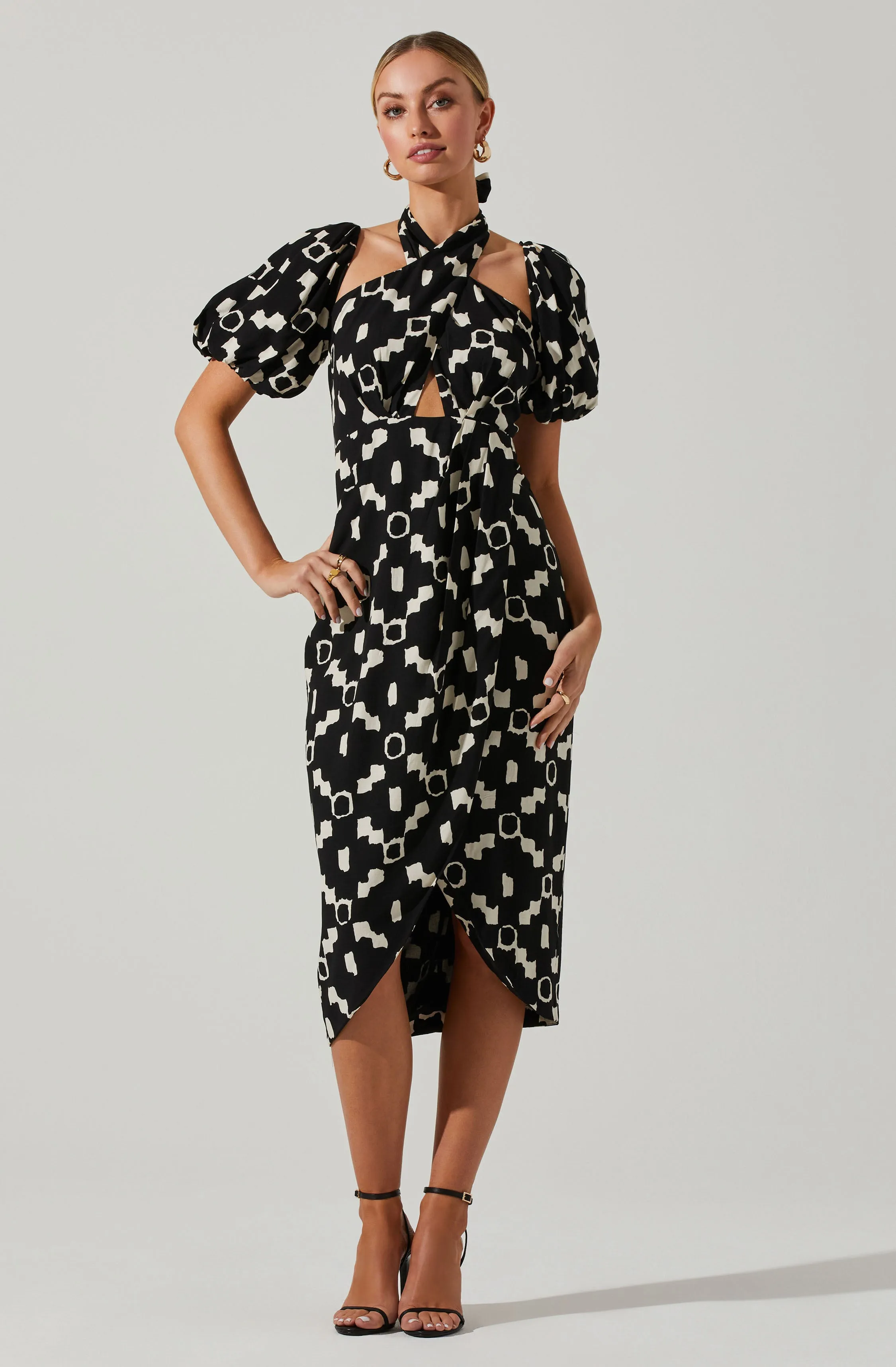 Hailey Geo Print Halter Midi Dress sold by Astr