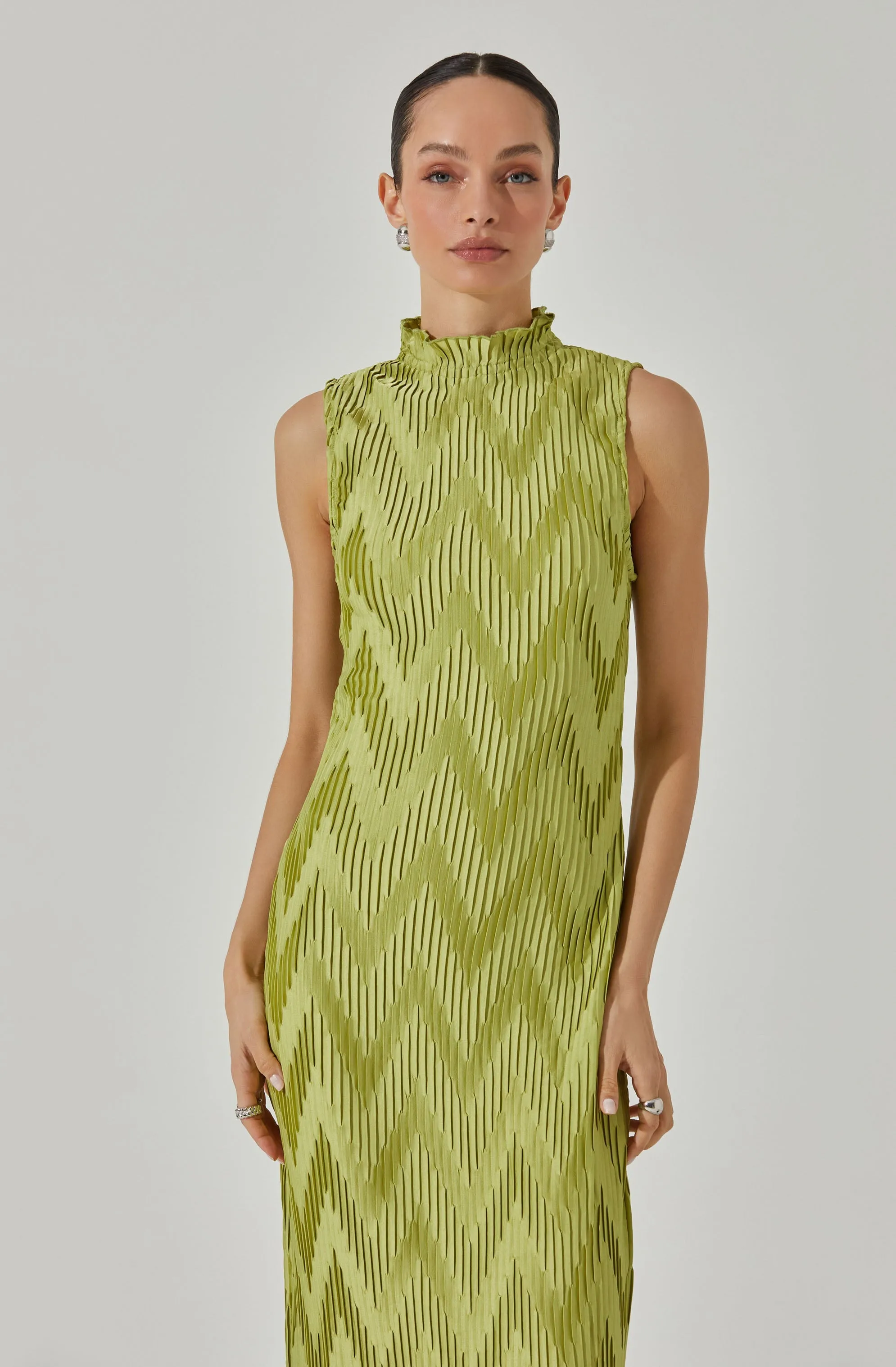 Textured Plisse Mock Neck Midi Dress sold by Astr product image thumbnail 2