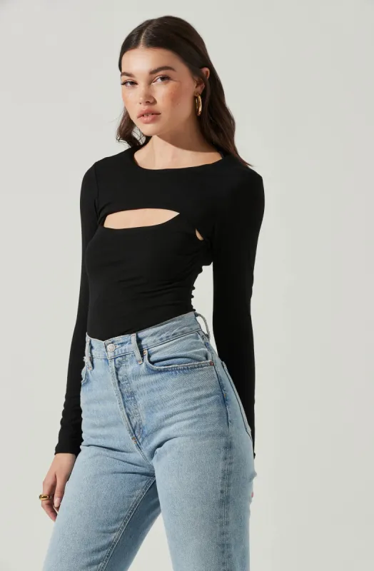 Long Sleeve Cutout Front Bodysuit sold by Astr