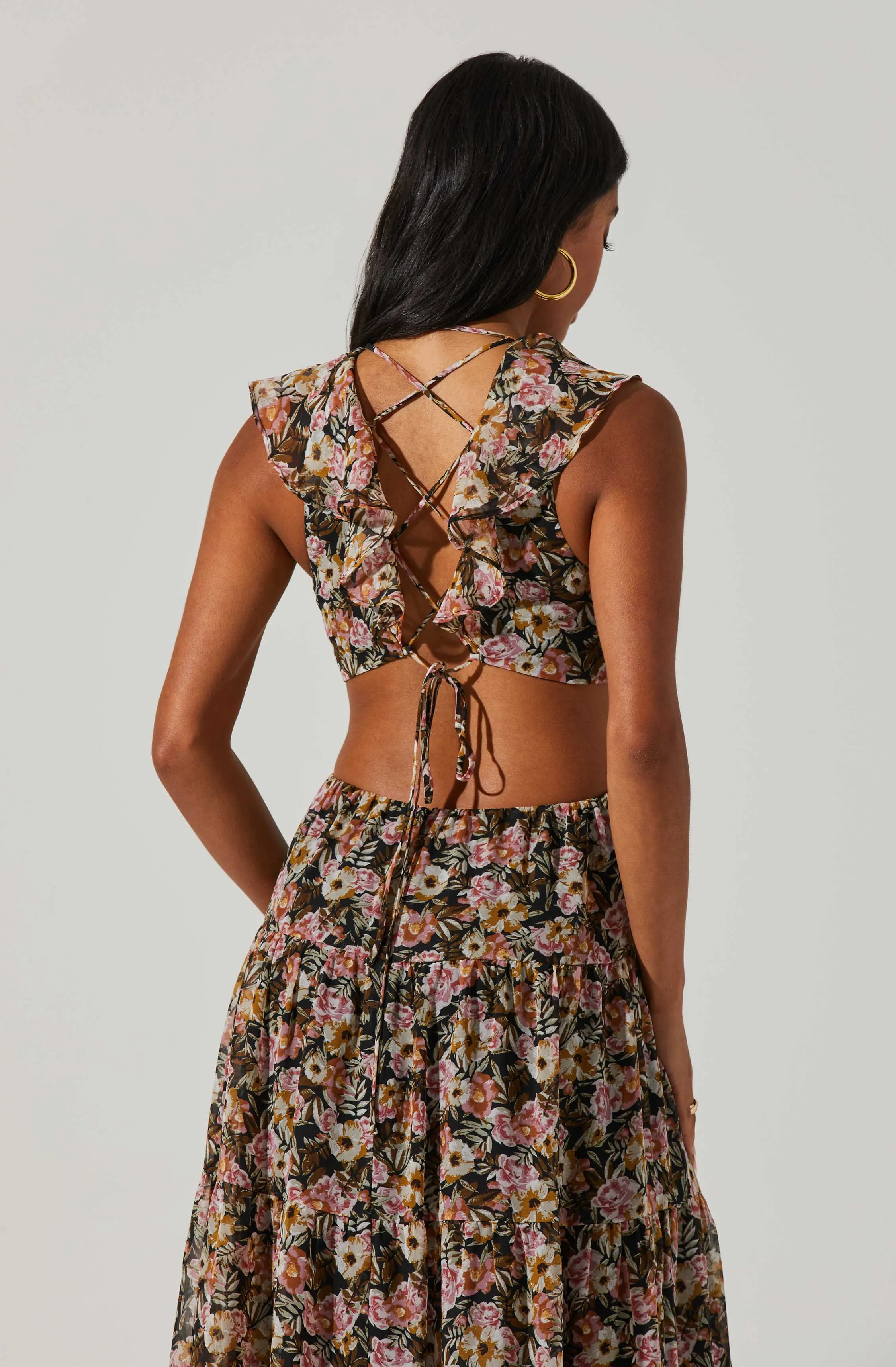 Floral Ruffle Cutout Maxi Dress sold by Astr product image thumbnail 4