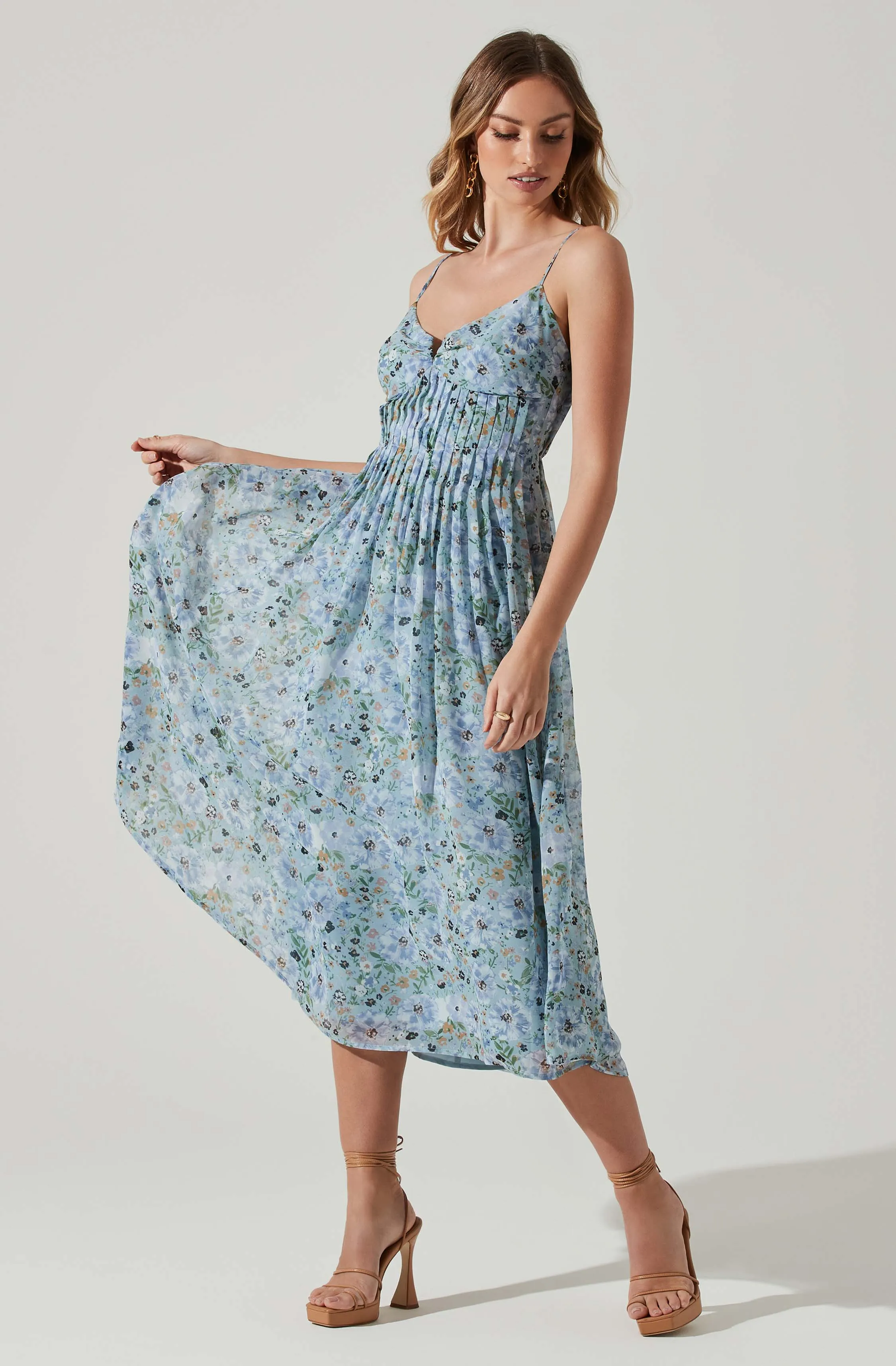 Floral Pleated Midi Dress sold by Astr product image thumbnail 3