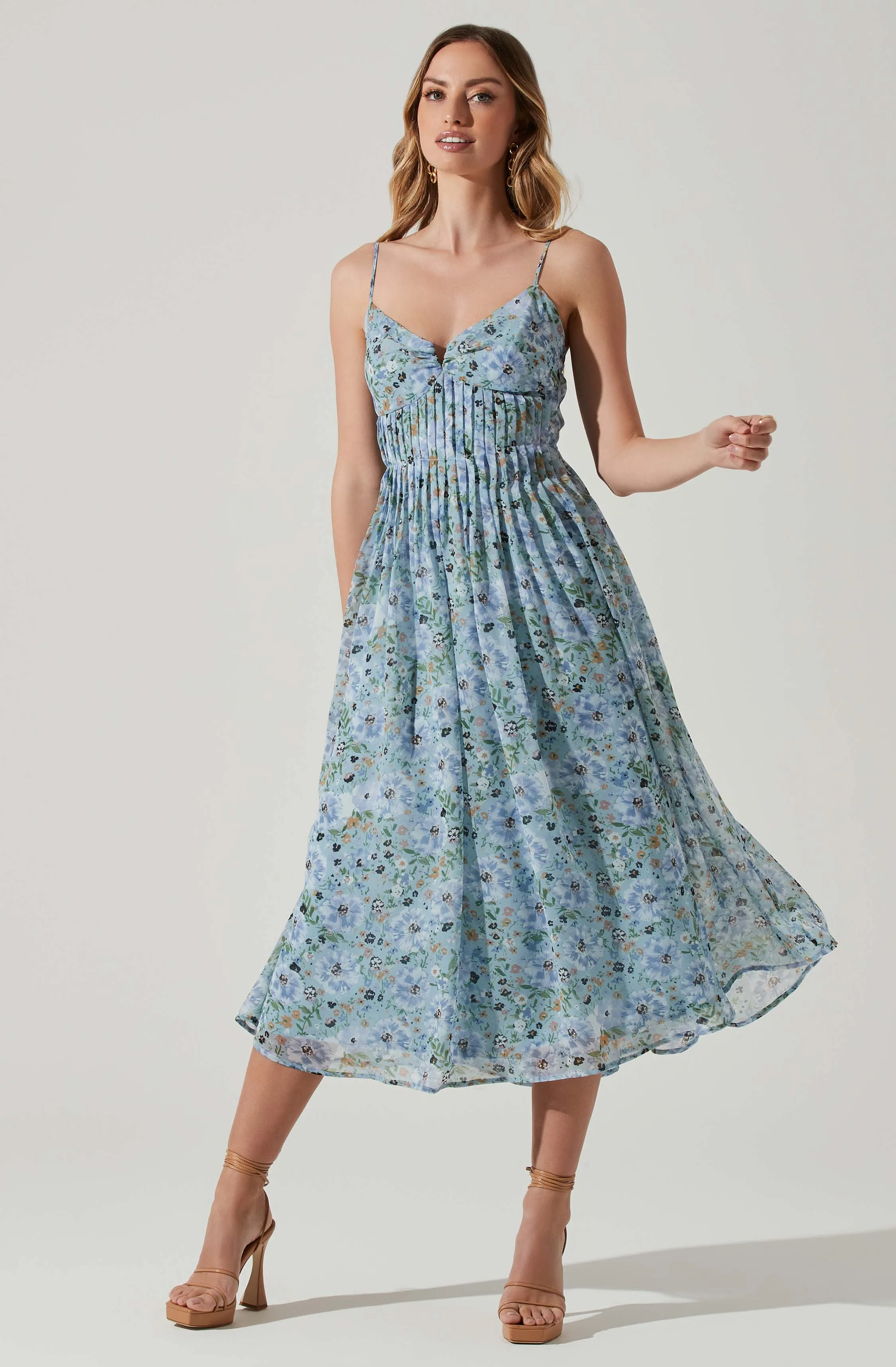 Floral Pleated Midi Dress sold by Astr