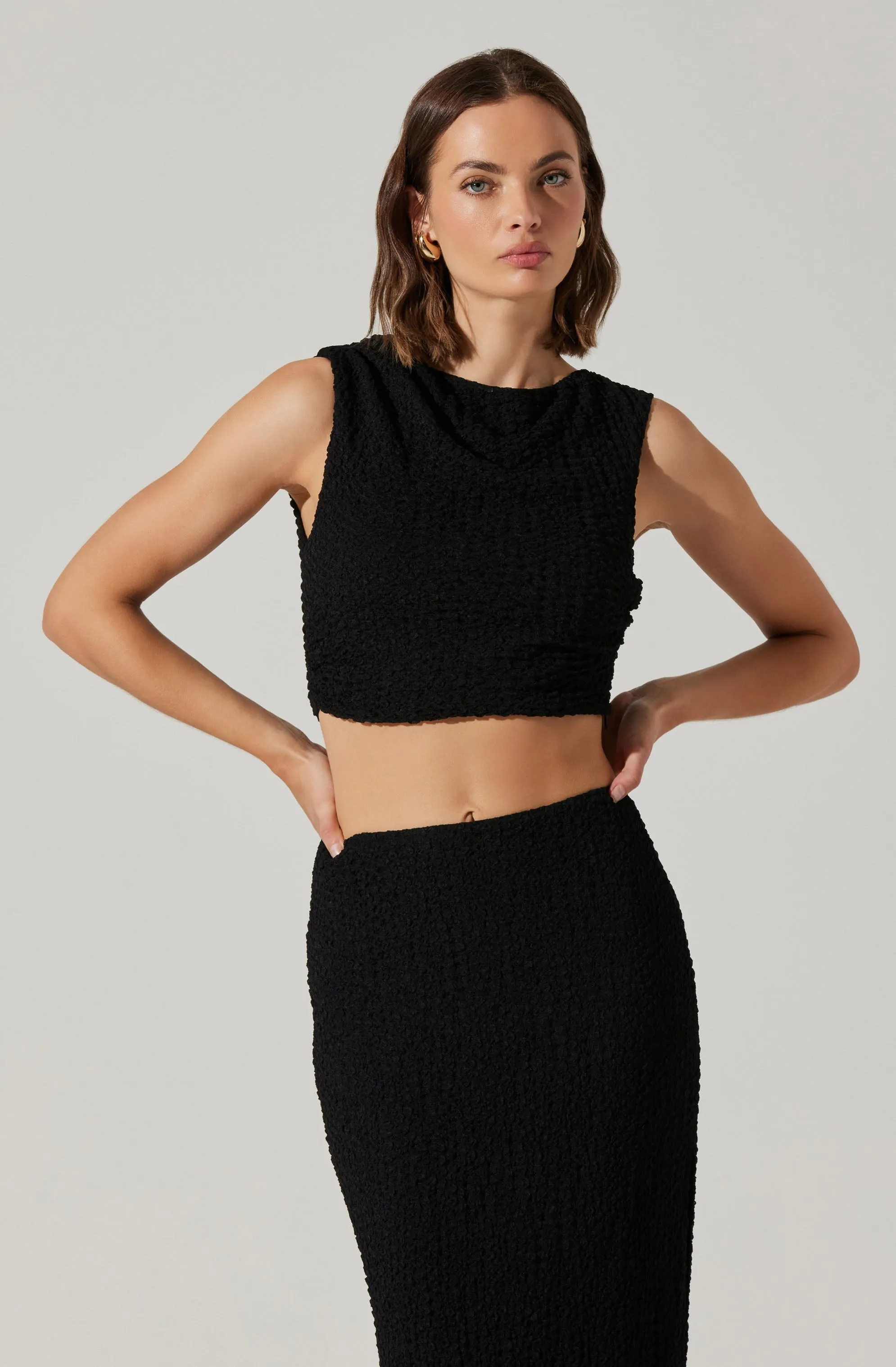 Keely Textured Sleeveless Crop Top sold by Astr