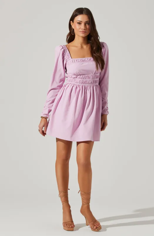 Cinched Waist Long Sleeve Mini Dress sold by Astr