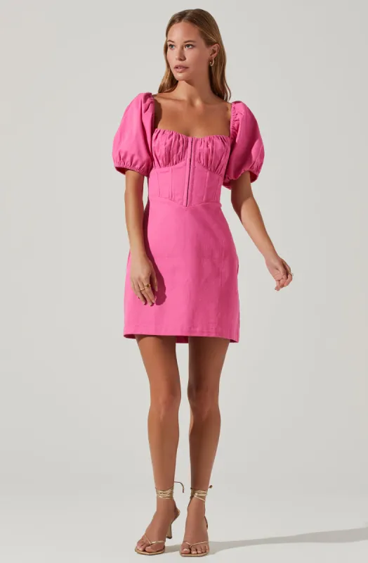 Kelilah Puff Sleeve Bustier Mini Dress sold by Astr