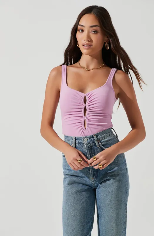 Highgrove Ruched Front Cutout Bodysuit sold by Astr
