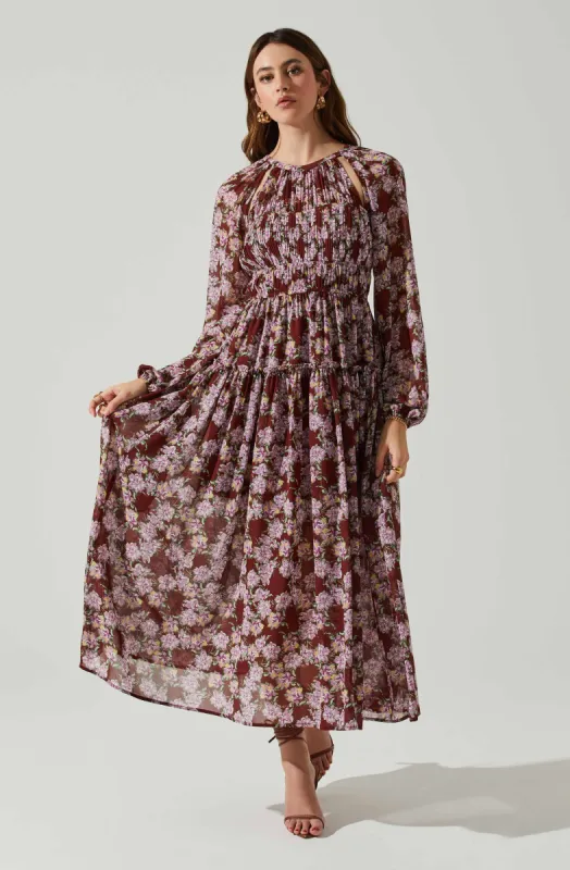 Maryam Long Sleeve Cutout Floral Maxi Dress sold by Astr
