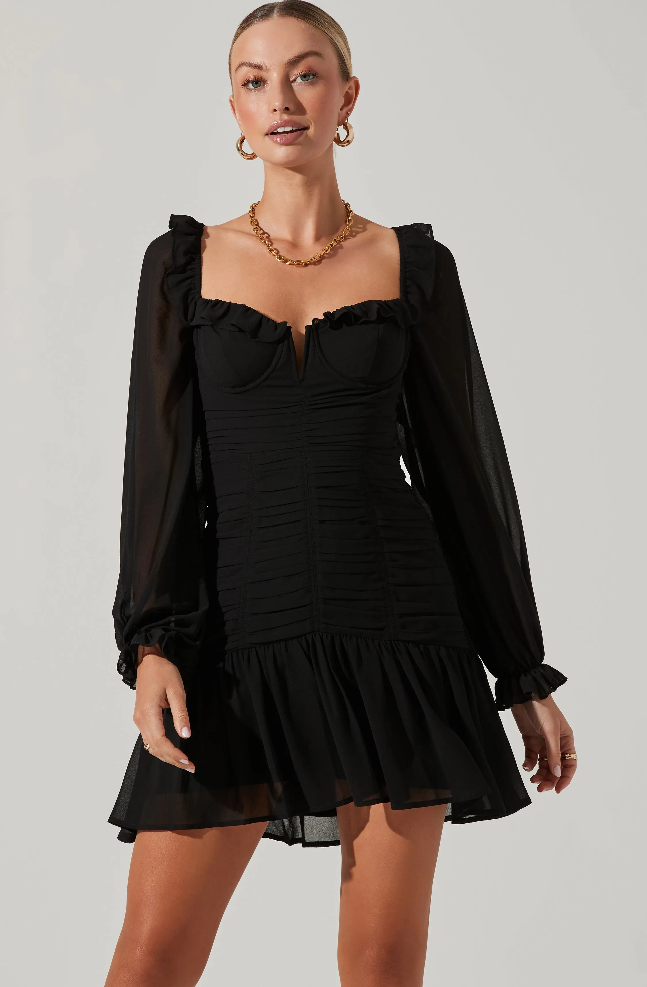 Carmella Sweetheart Ruched Long Sleeve Mini Dress sold by Astr product image thumbnail 2