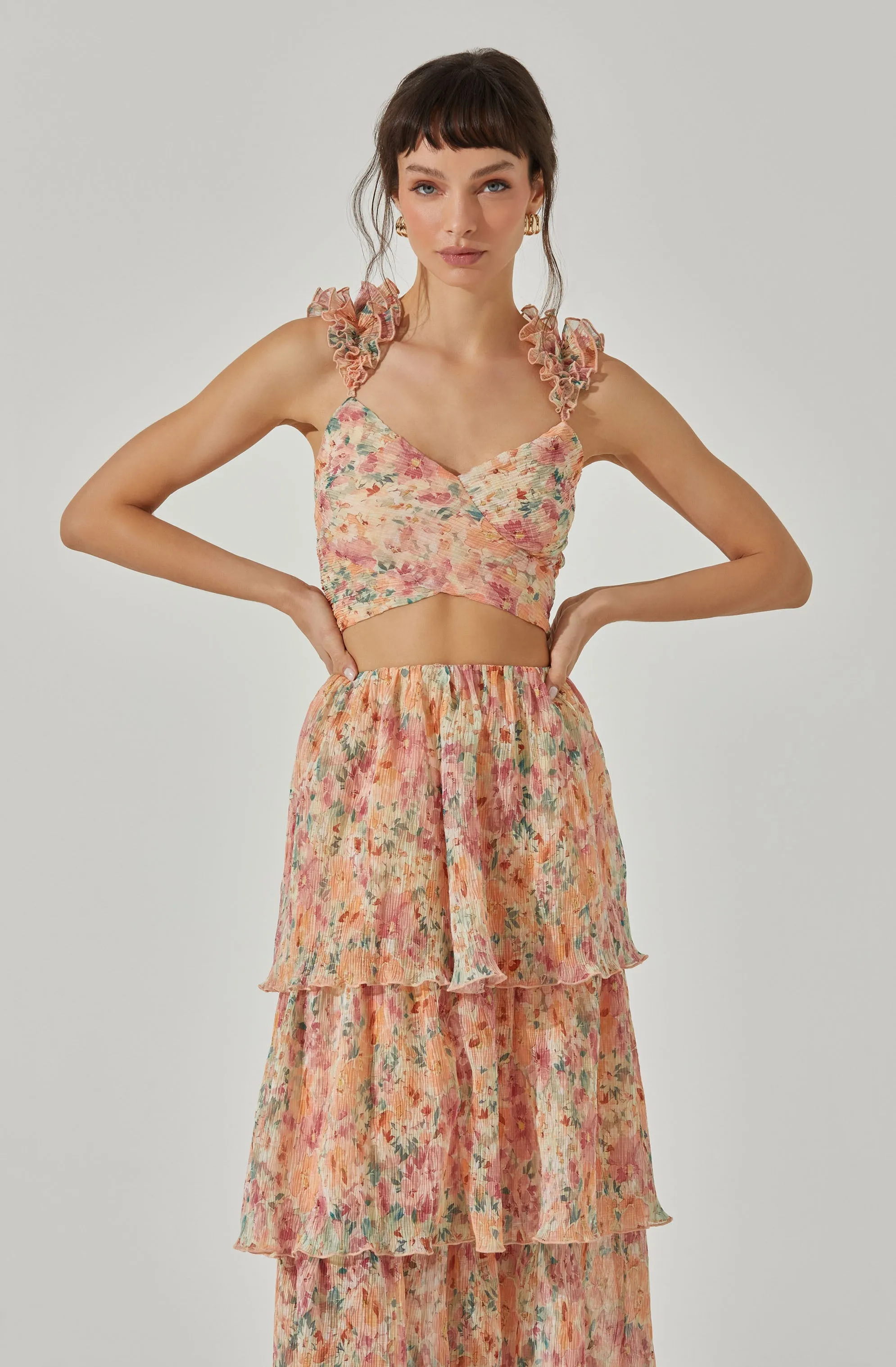 Plisse Cross Bust Top sold by Astr